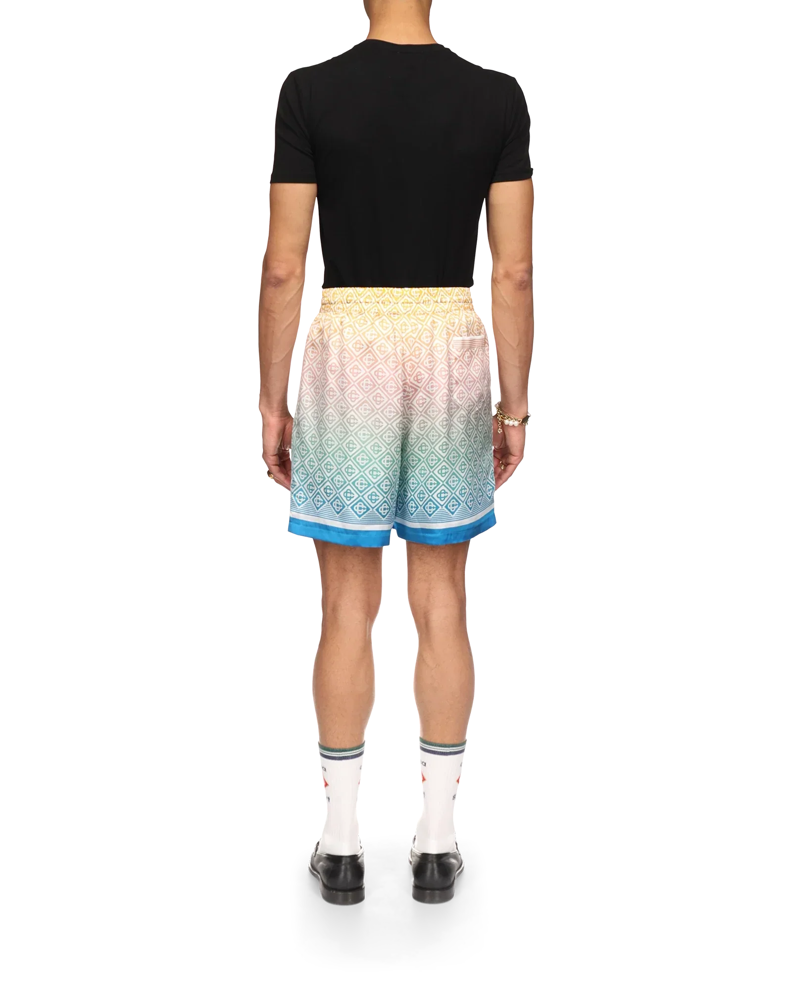 Pantalones cortos de seda con monograma degradado