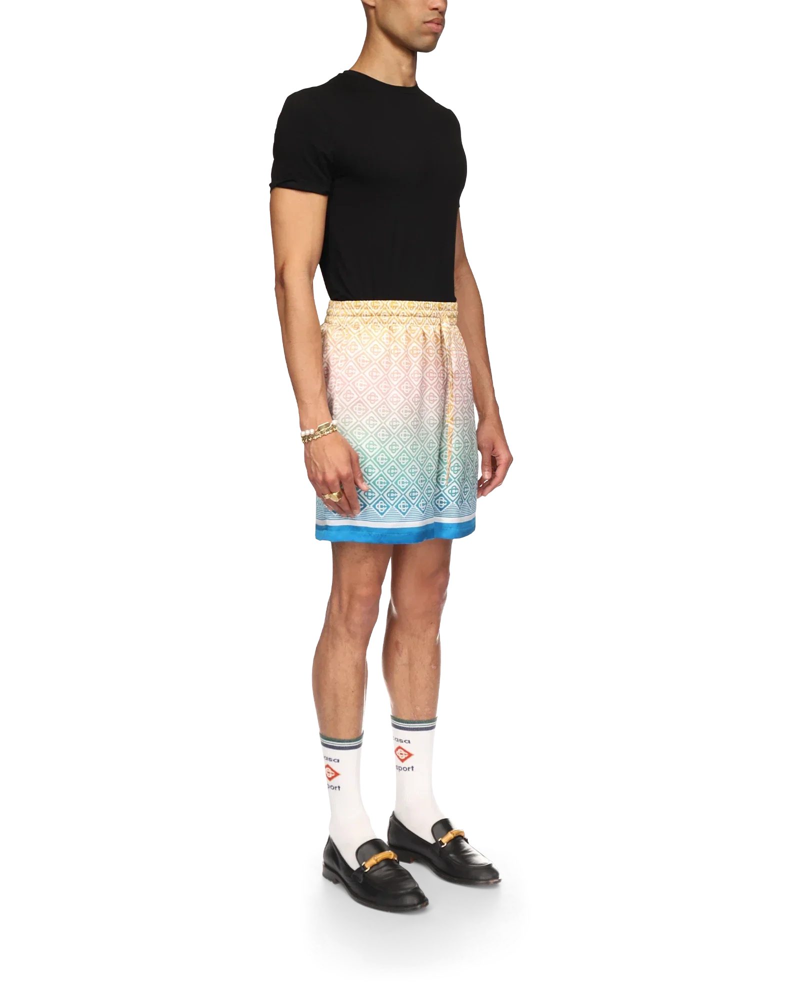 Pantalones cortos de seda con monograma degradado