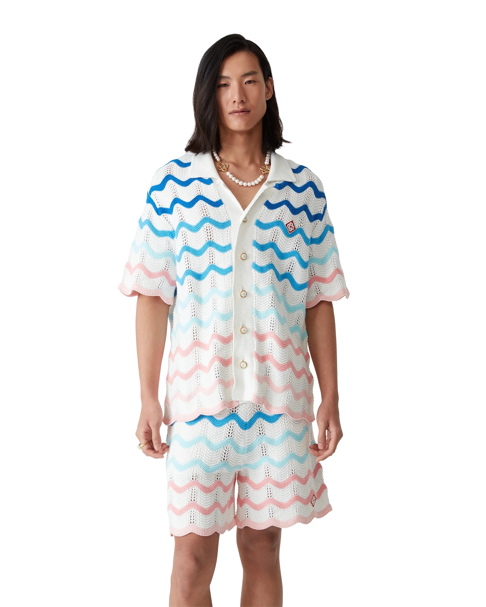 Camisa de crochet con ondas degradadas