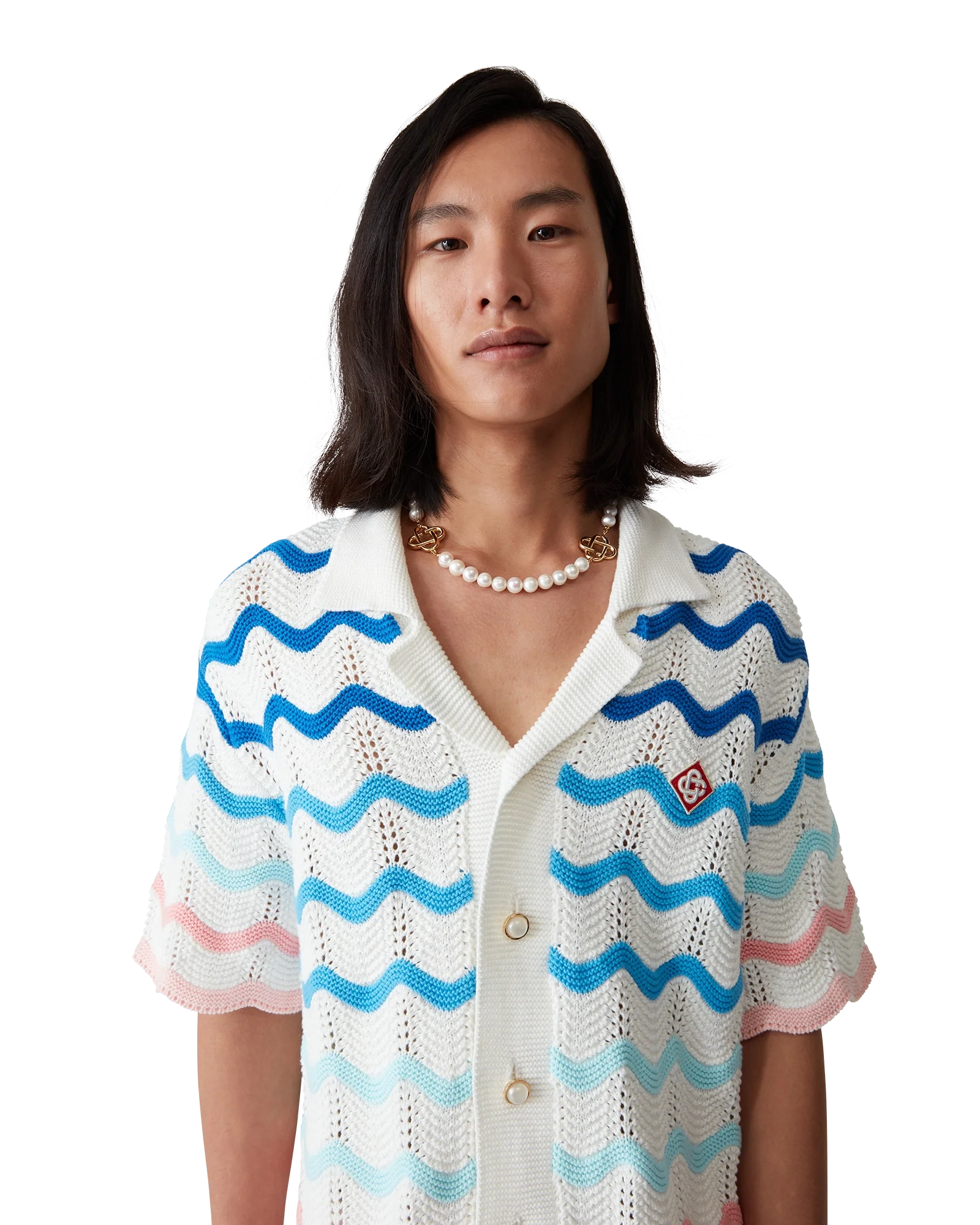 Camisa de crochet con ondas degradadas