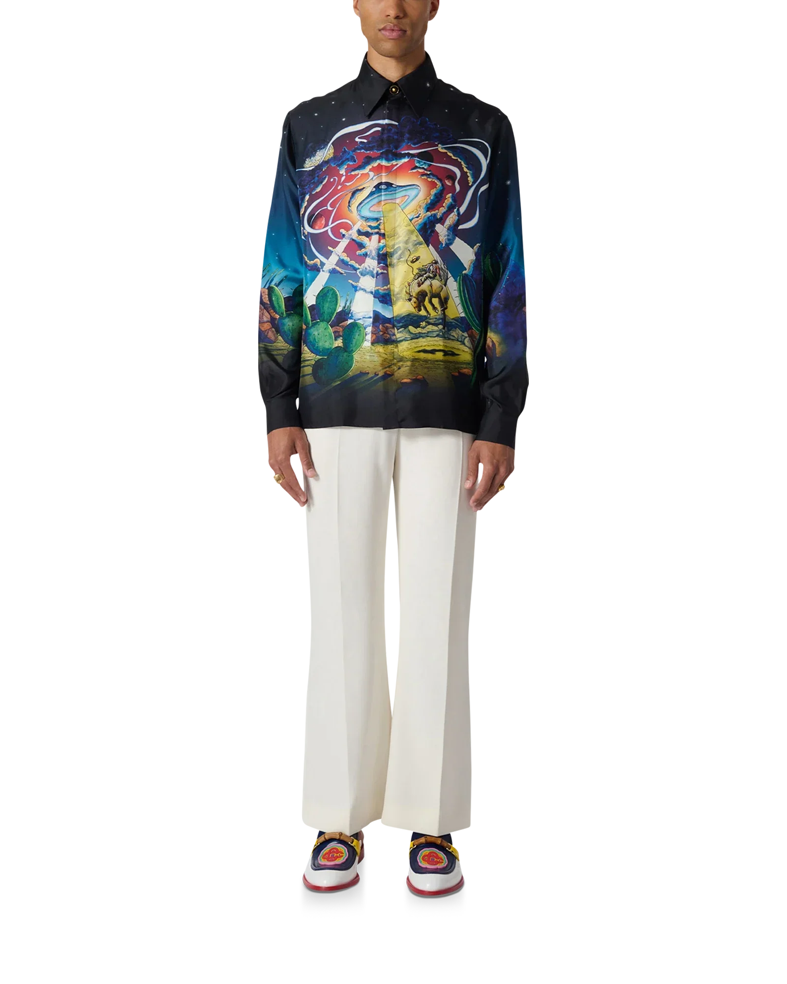 Camisa de seda de vaquero espacial