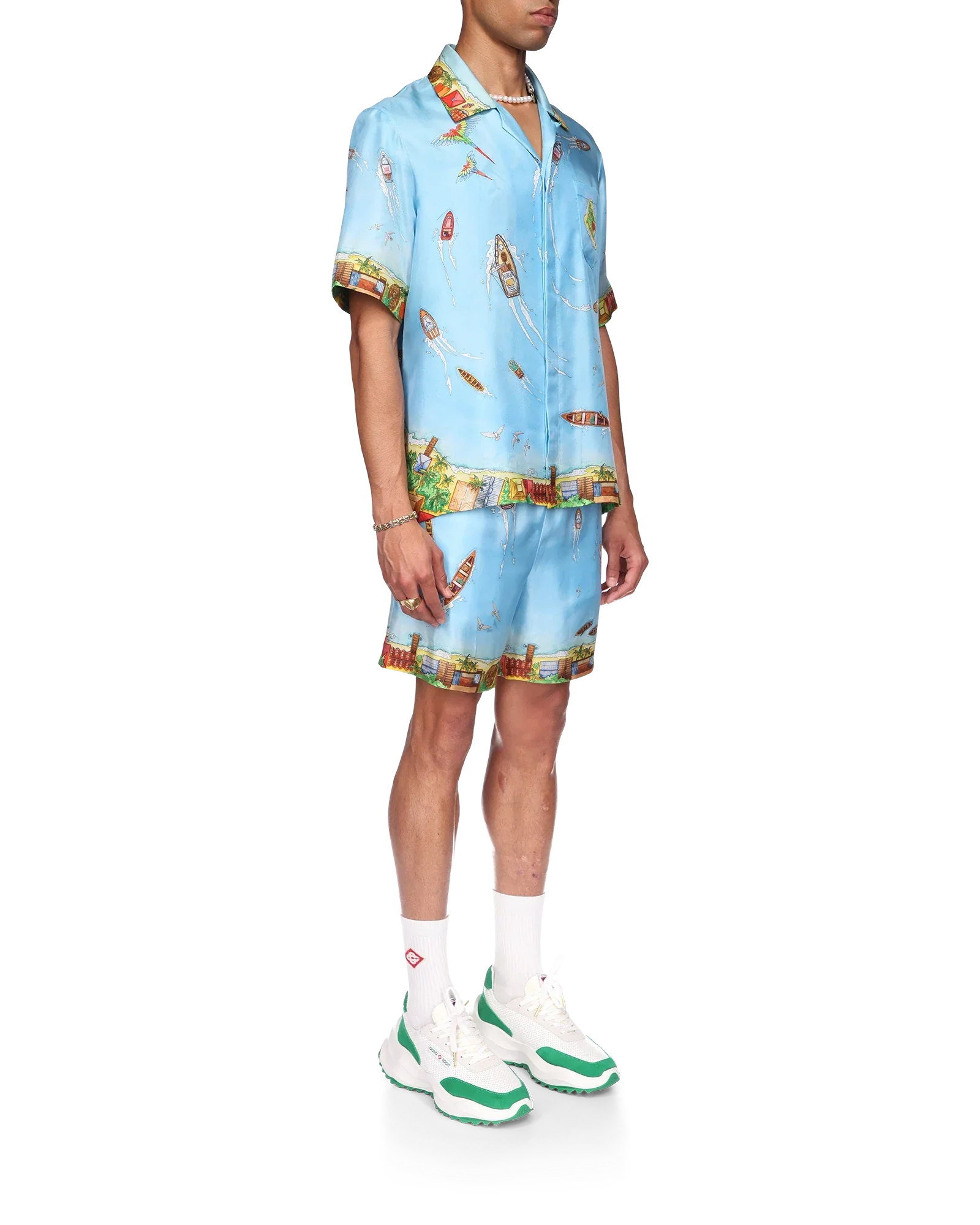 Camisa de seda de la casa sobre pilotes
