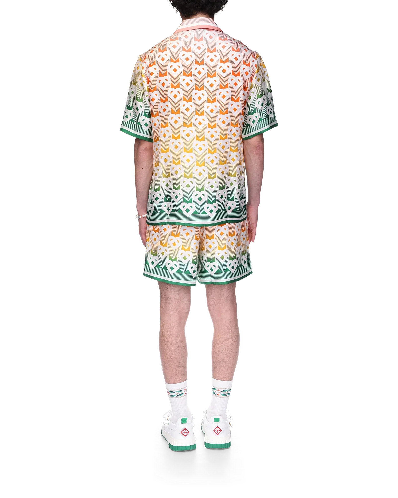 Camisa de seda con monograma de corazón degradado
