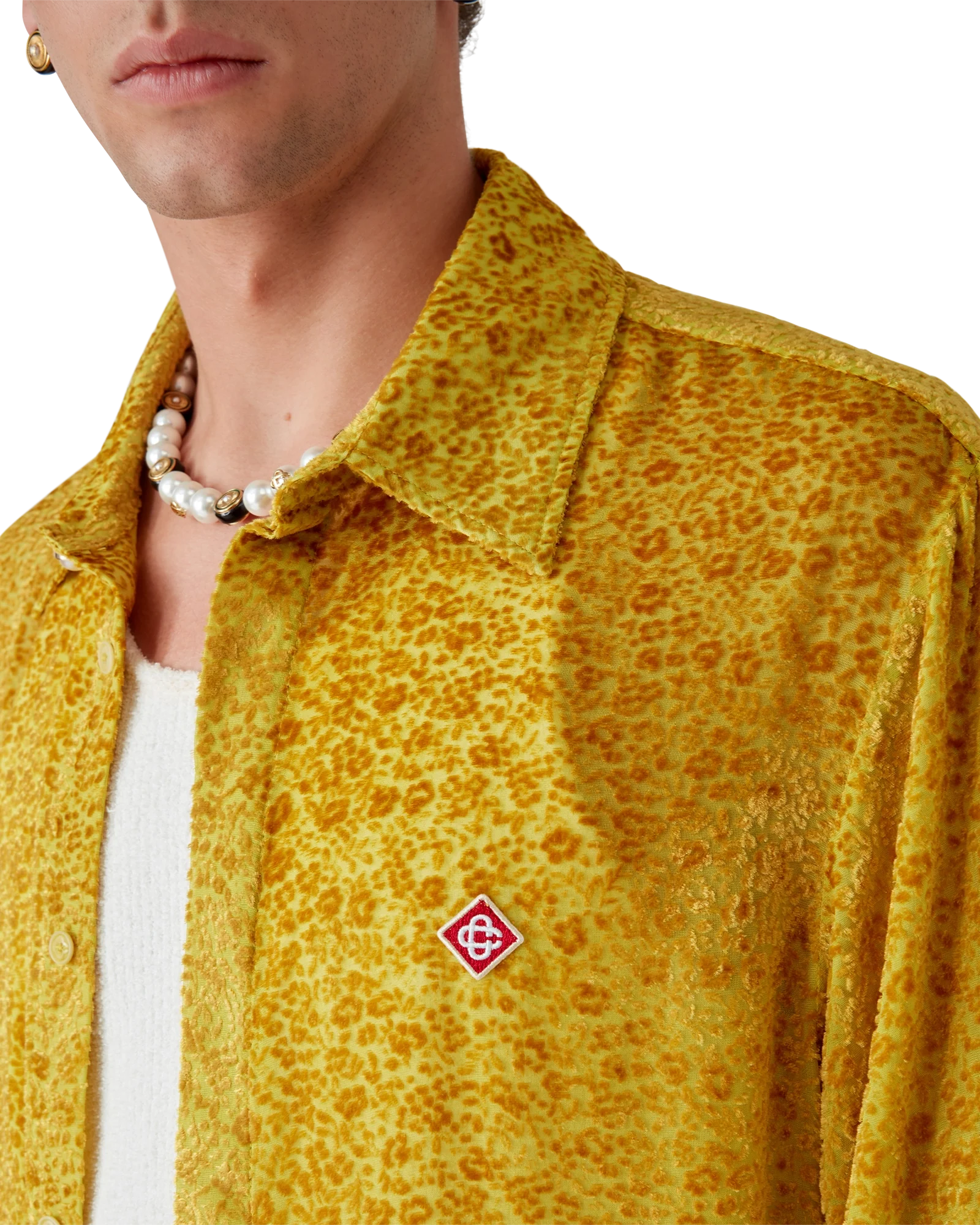 Camisa de seda floral devoré