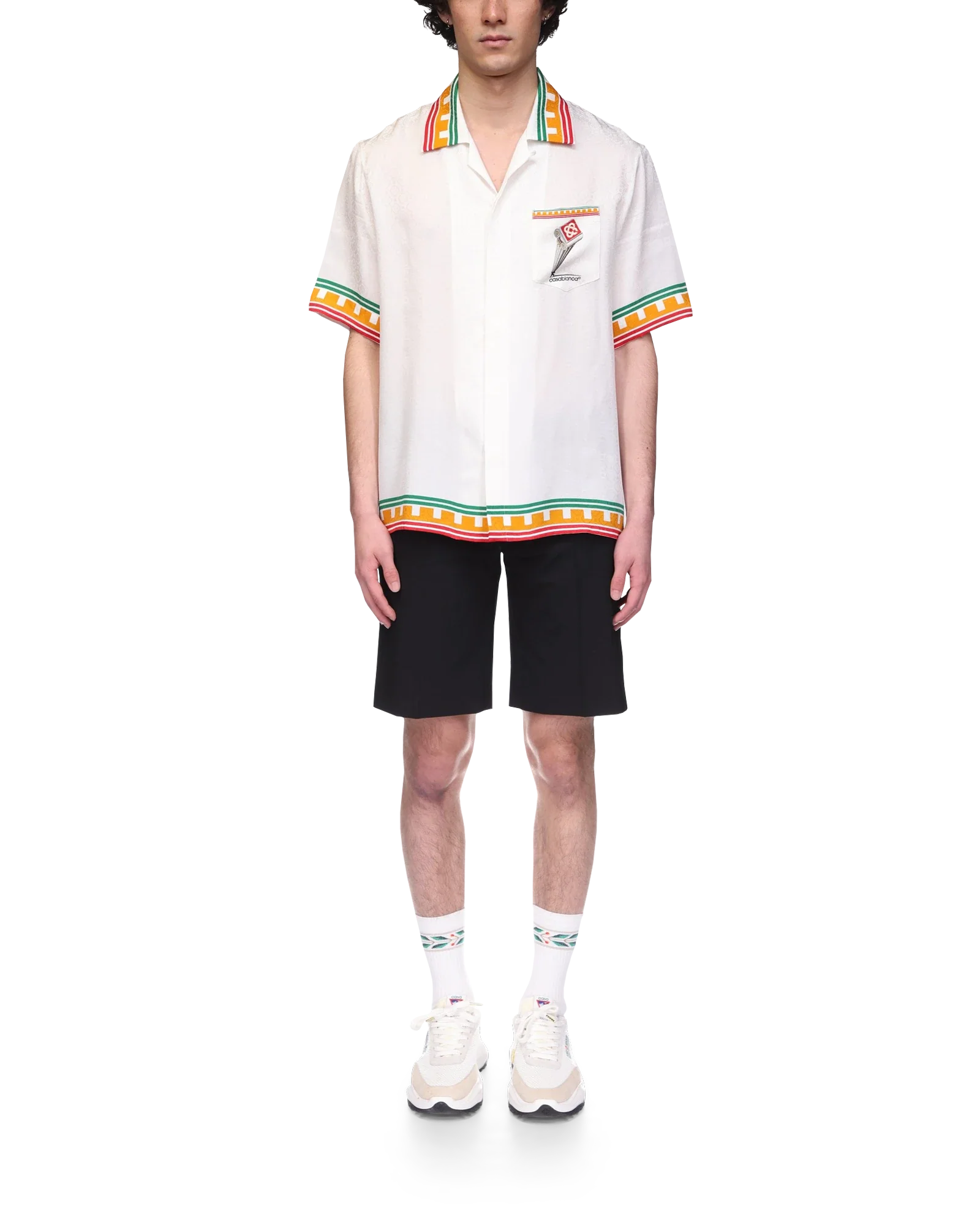 Camisa de seda con columna inclinada