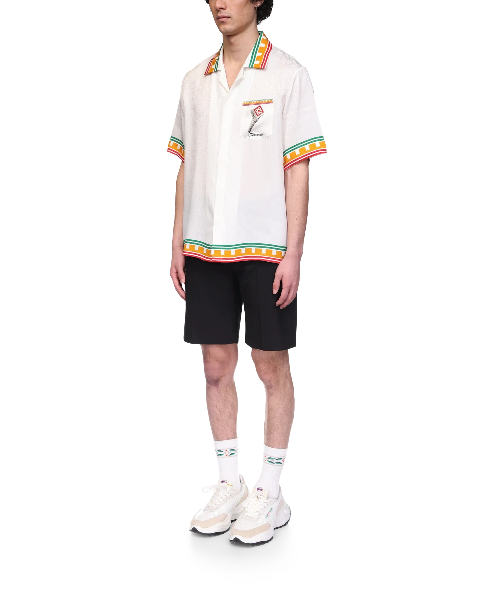 Camisa de seda con columna inclinada