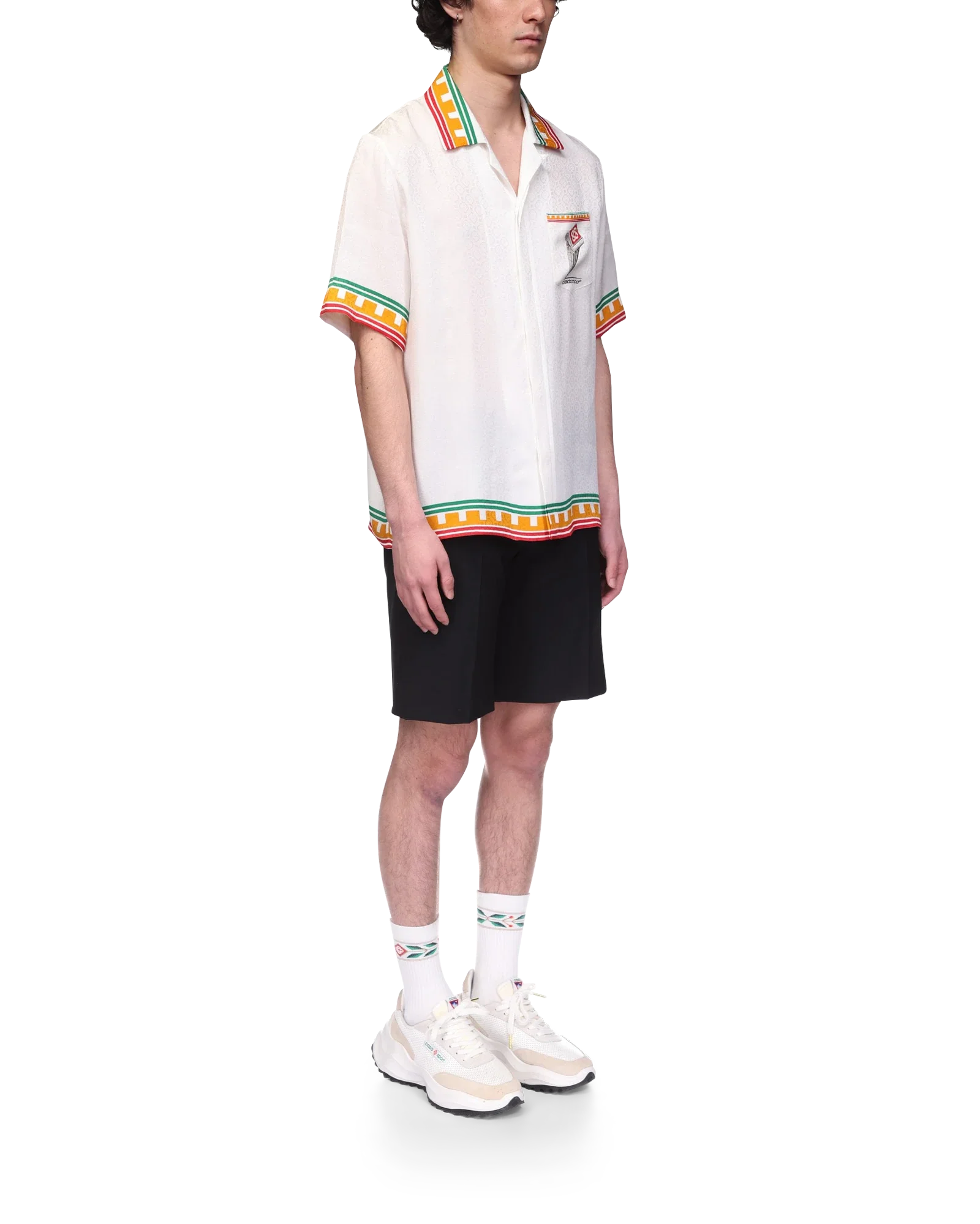 Camisa de seda con columna inclinada