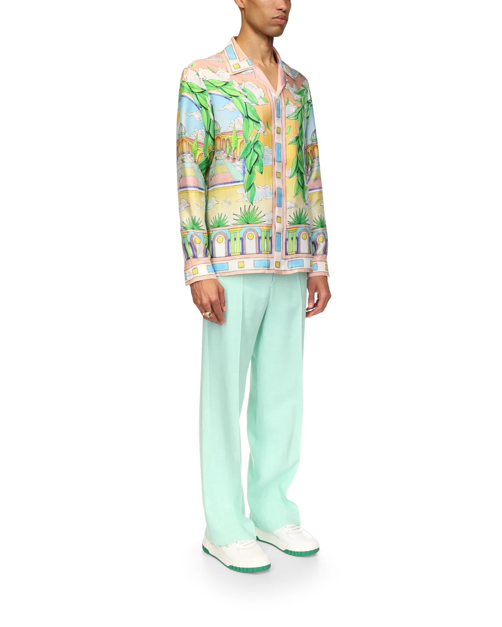 Camisa de seda ideal con paisaje