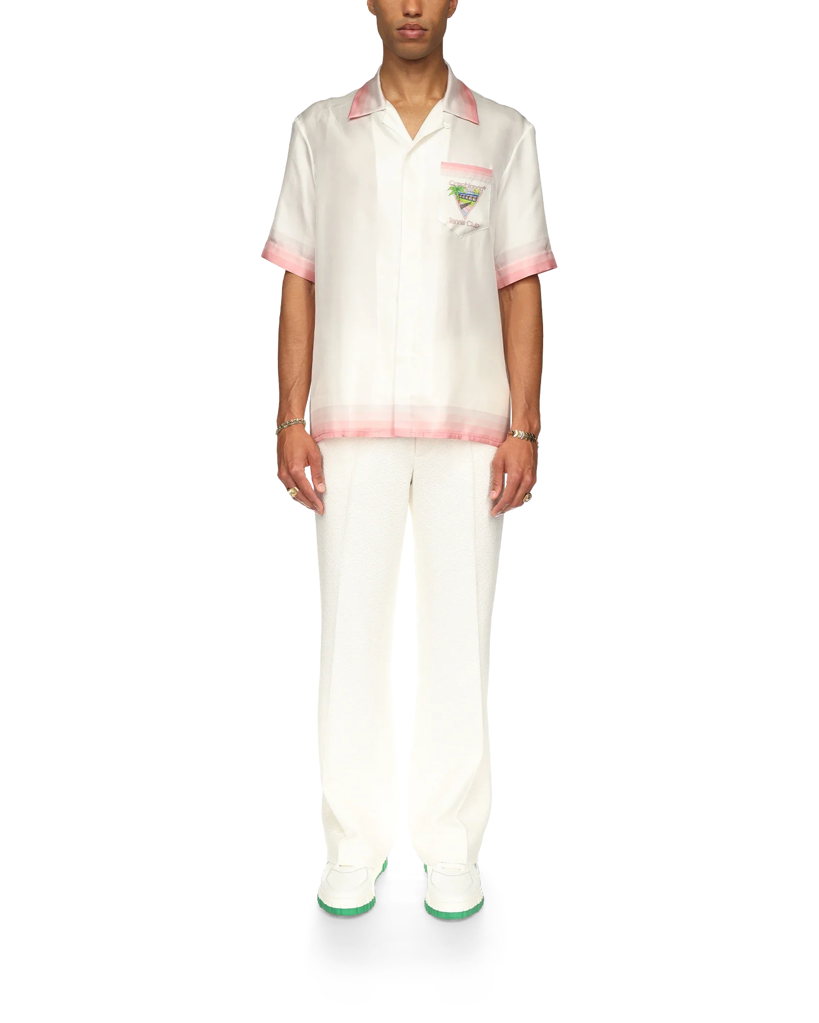 Camisa de seda de manga corta con el icono del club de tenis