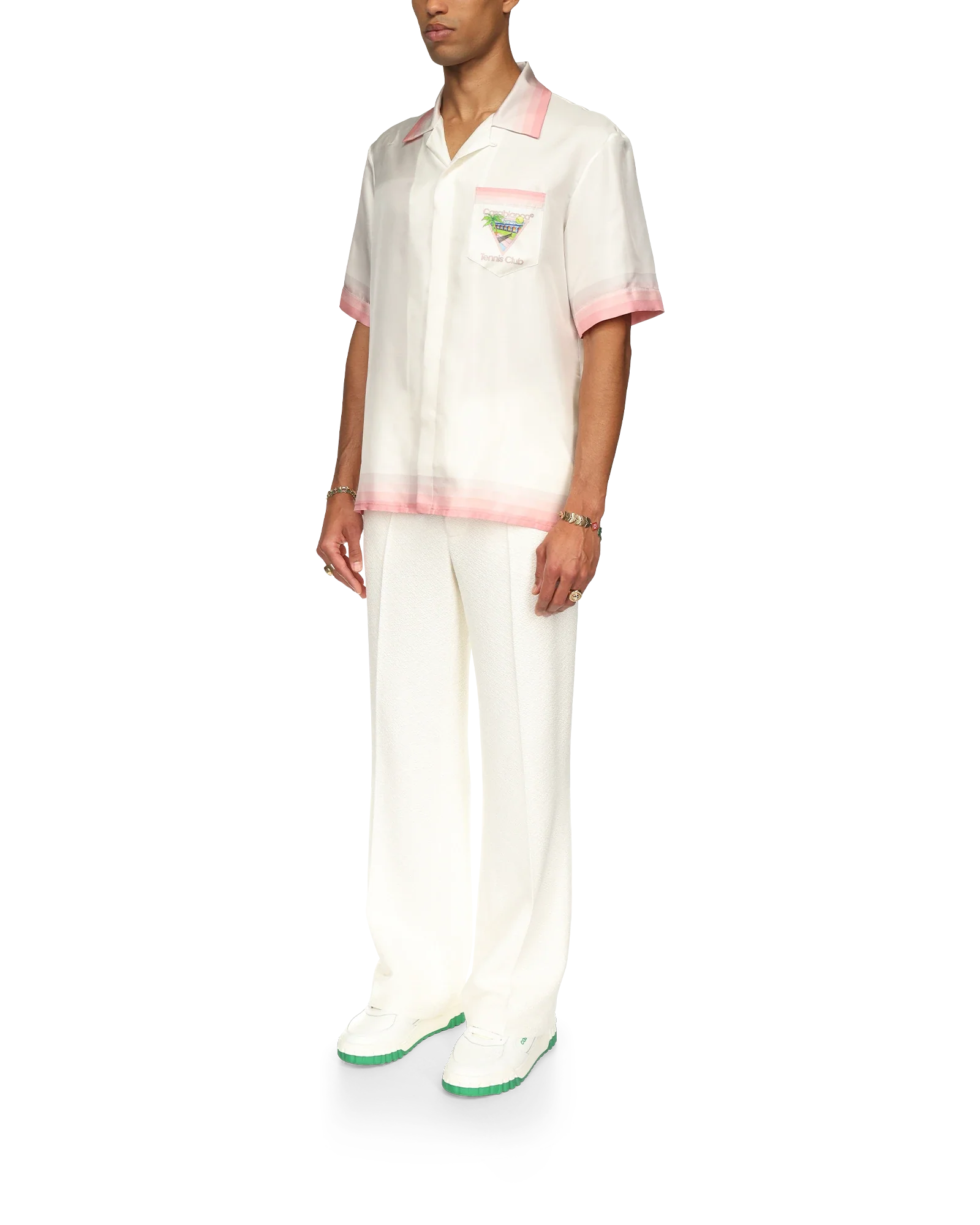 Camisa de seda de manga corta con el icono del club de tenis