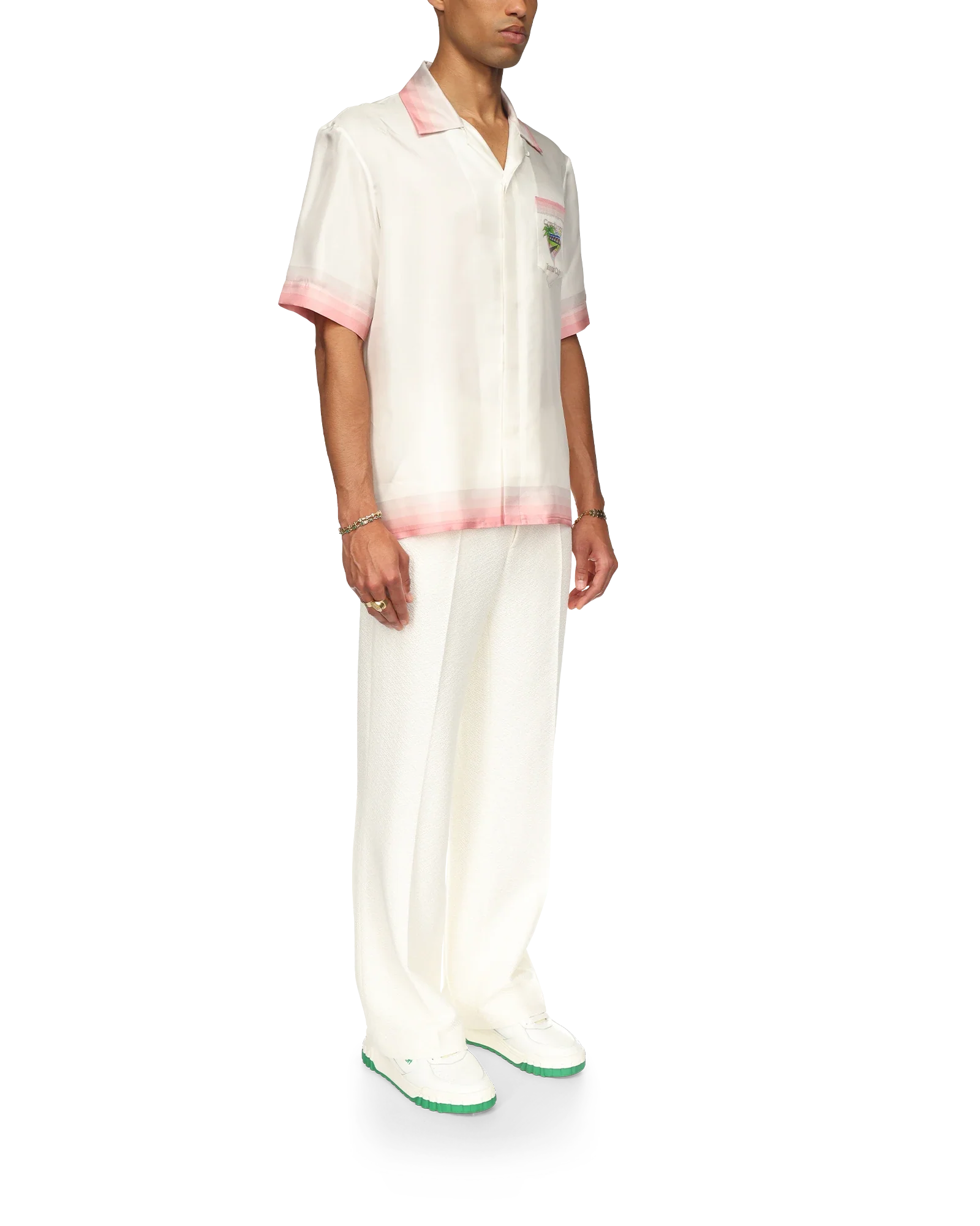 Camisa de seda de manga corta con el icono del club de tenis