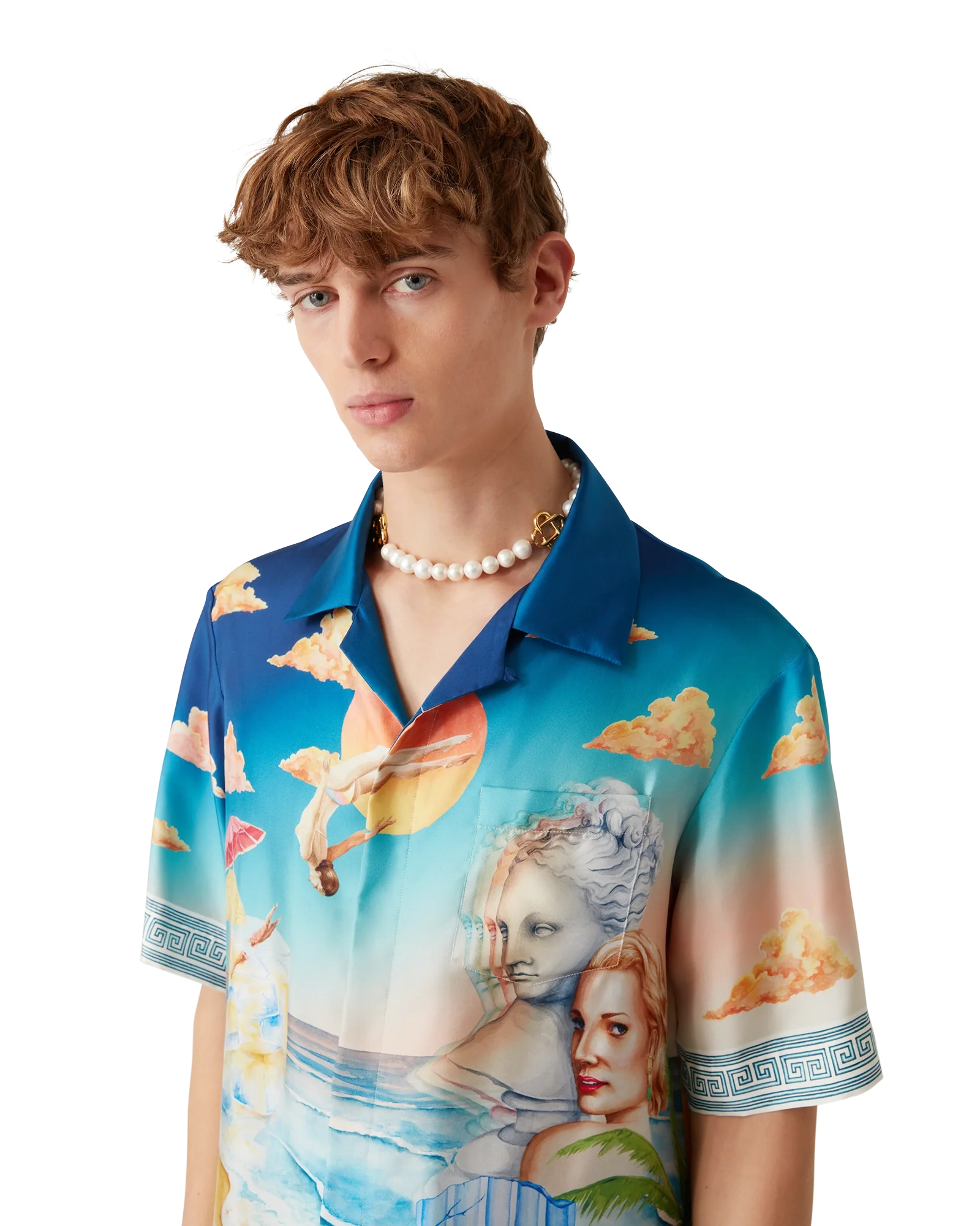 Camisa de seda de manga corta Plongeon