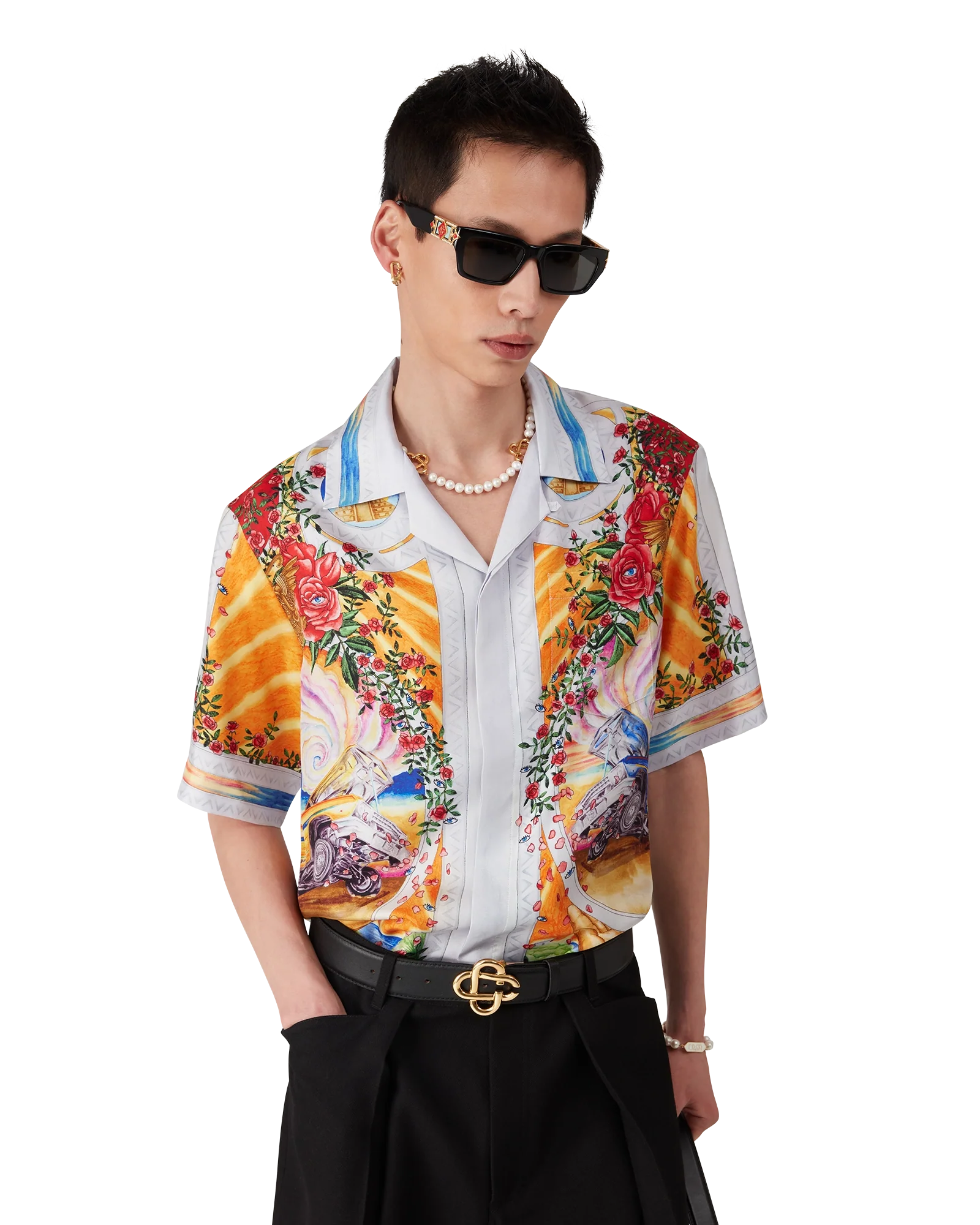 Camisa de seda de manga corta Tornado de la Rosa