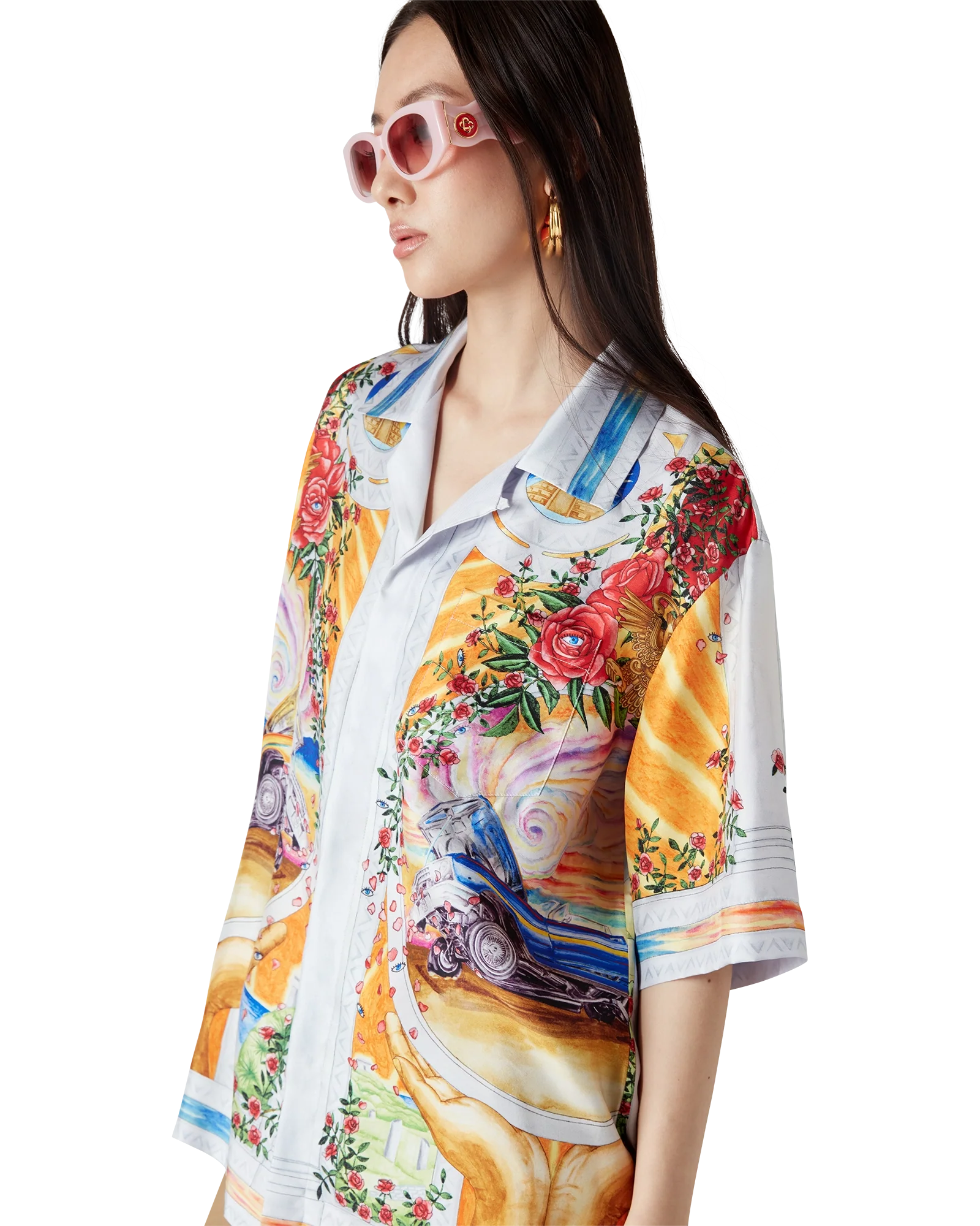 Camisa de seda de manga corta Tornado de la Rosa