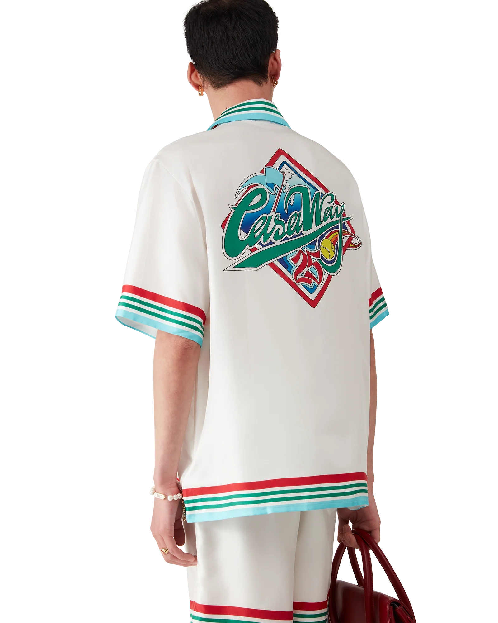 Camisa de seda de manga corta de la Serie Mundial de Casa Way