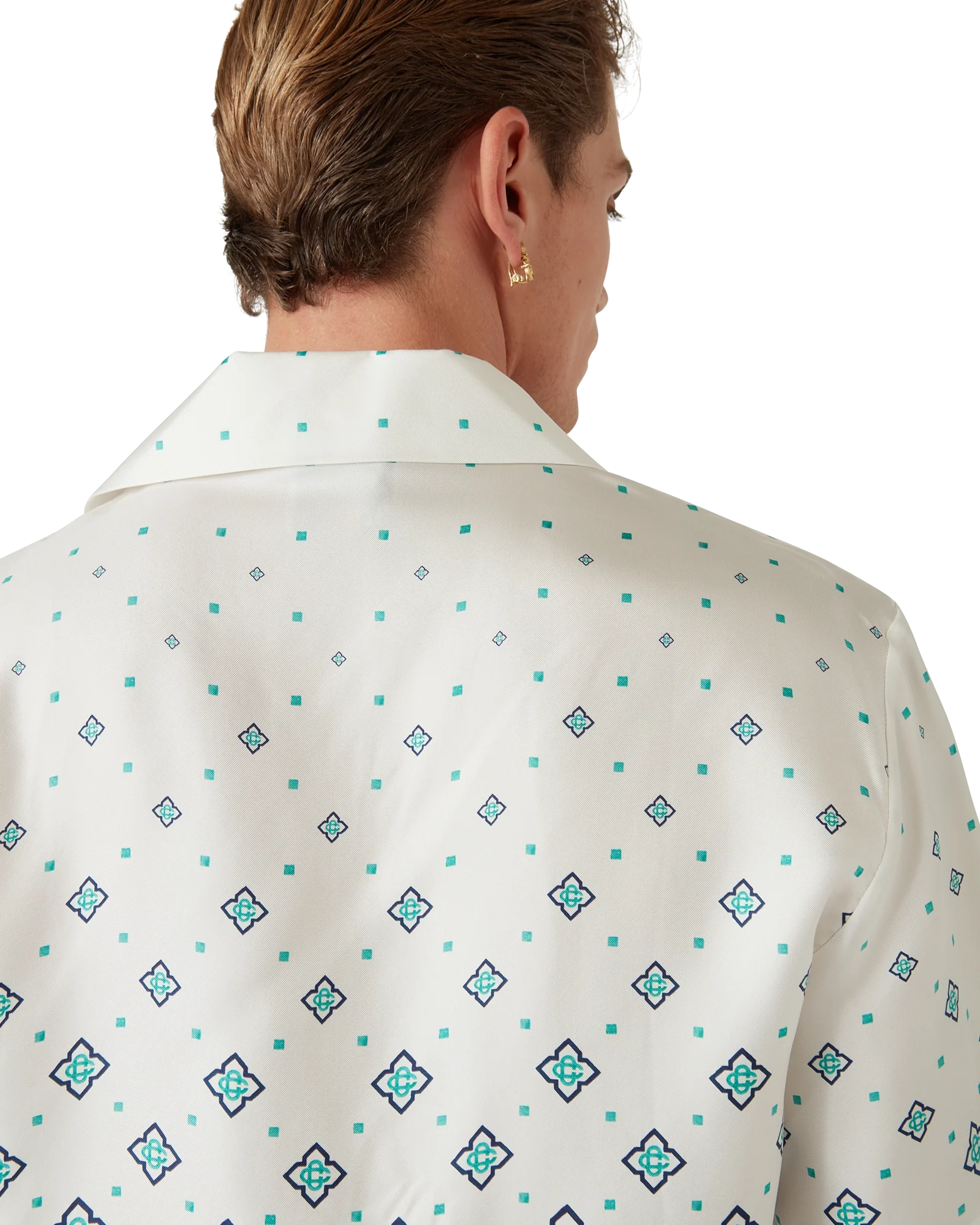 Camisa de seda de manga corta con monograma degradado