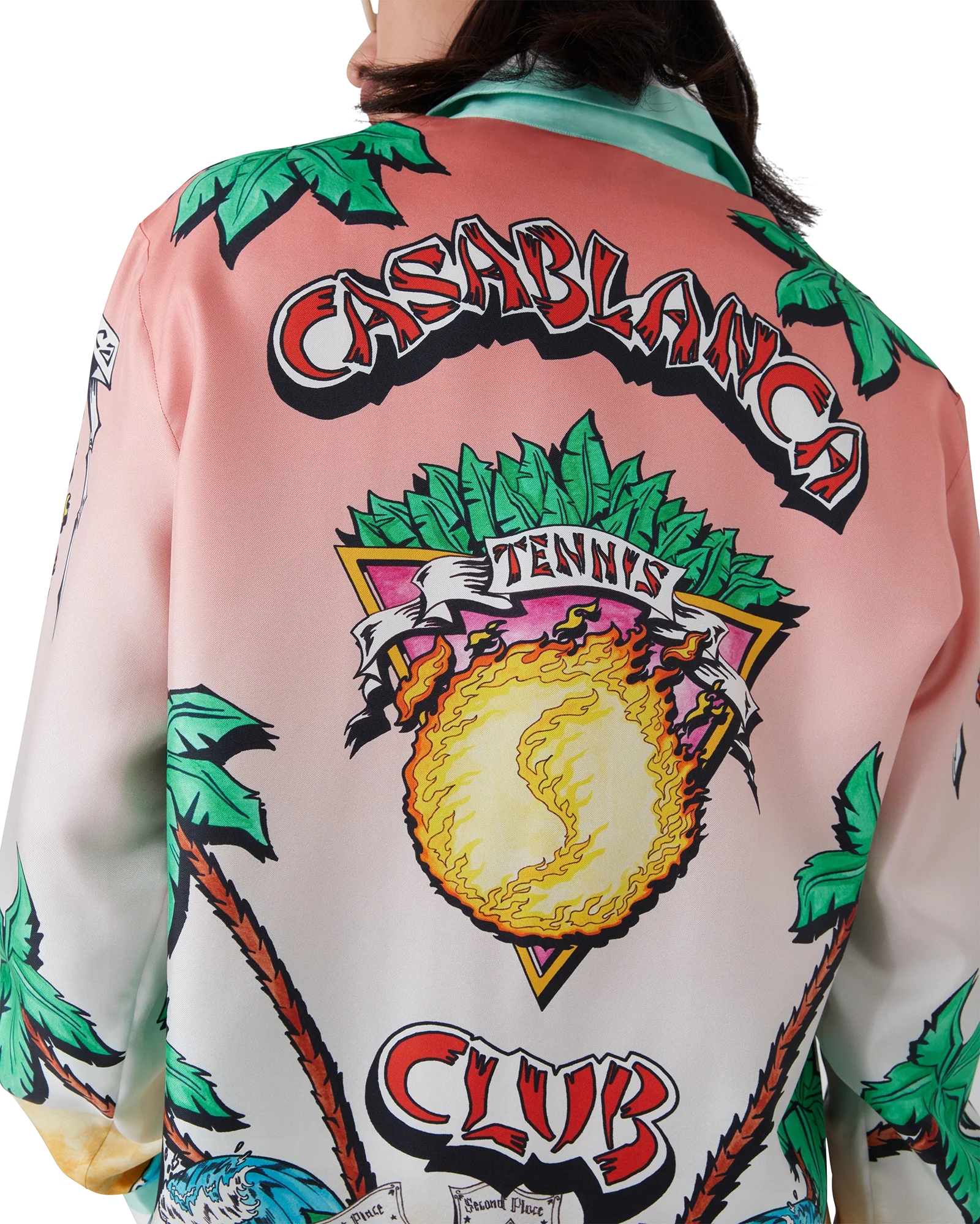 Camisa de seda de manga larga del club de tenis