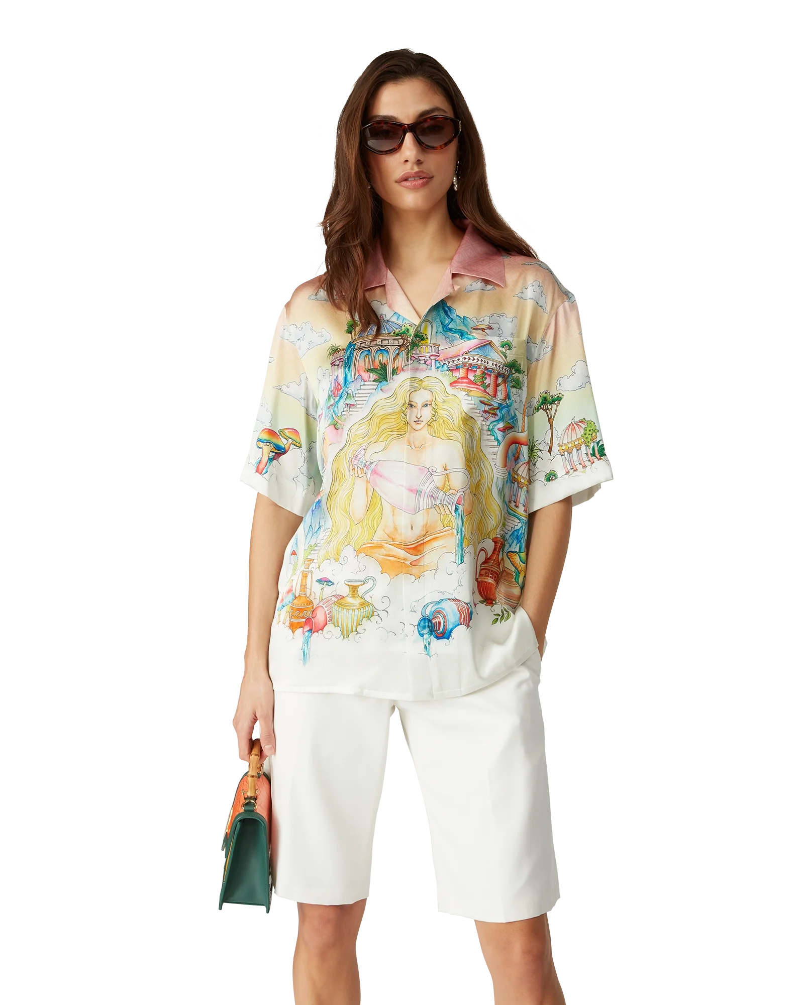 Camisa de seda de manga corta "El camino al conocimiento"