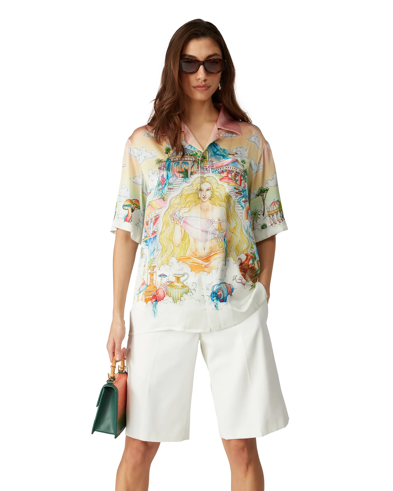 Camisa de seda de manga corta "El camino al conocimiento"