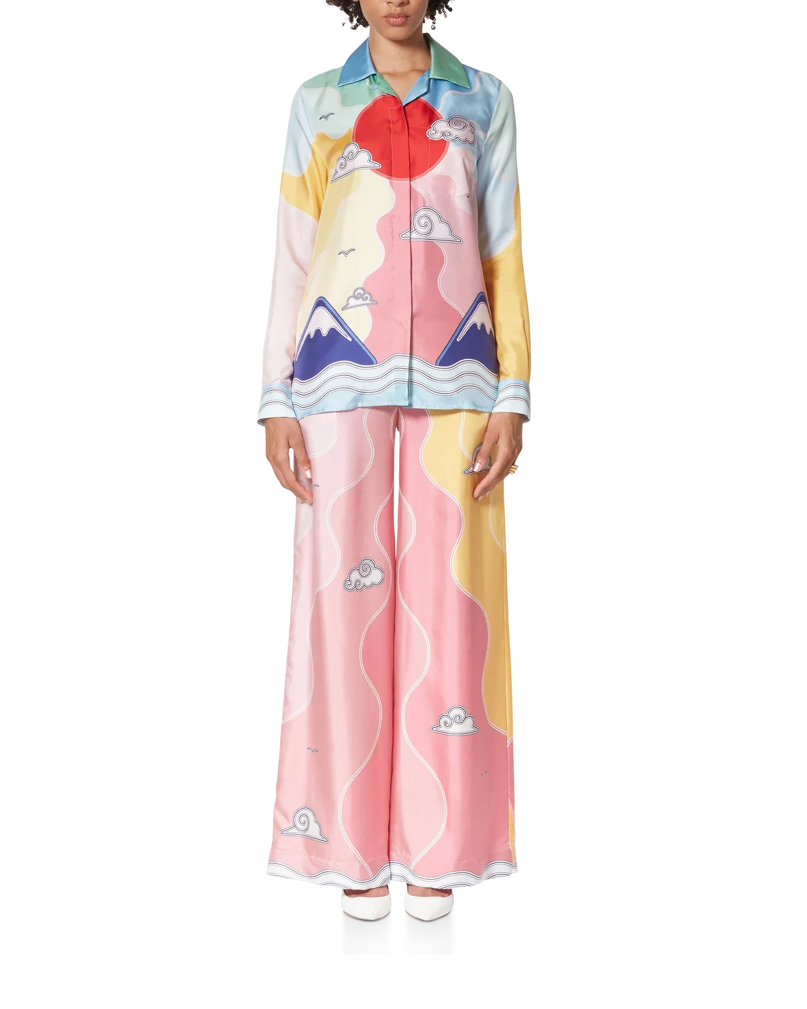 Camisa de seda Rising Sun