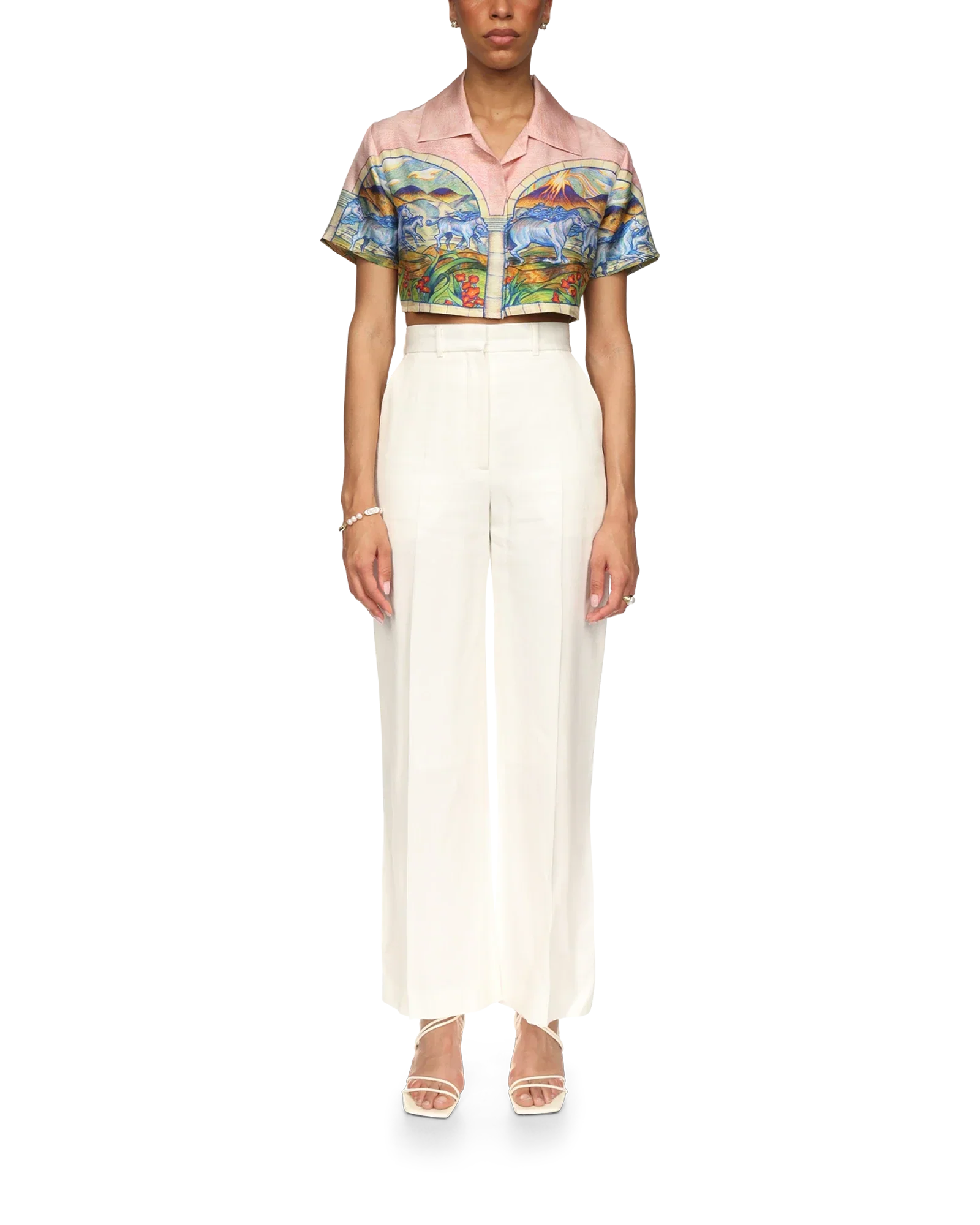 Camisa de seda corta Wild Horses