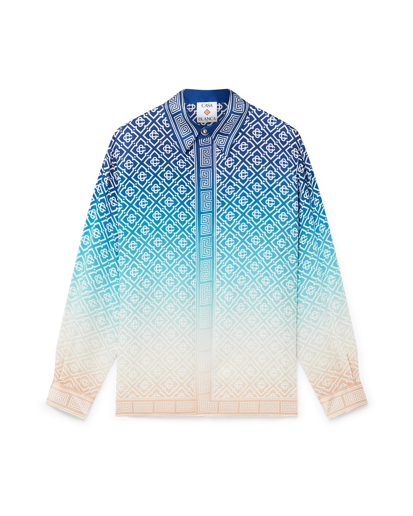 Camisa de seda de manga larga con degradado de jacquard