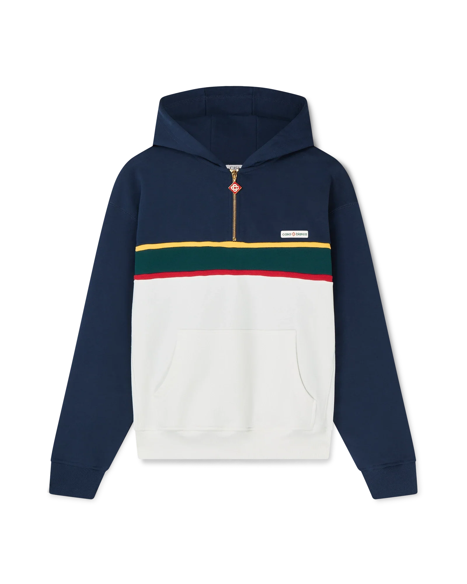 Sudadera con capucha y cremallera de un cuarto con bloques de color