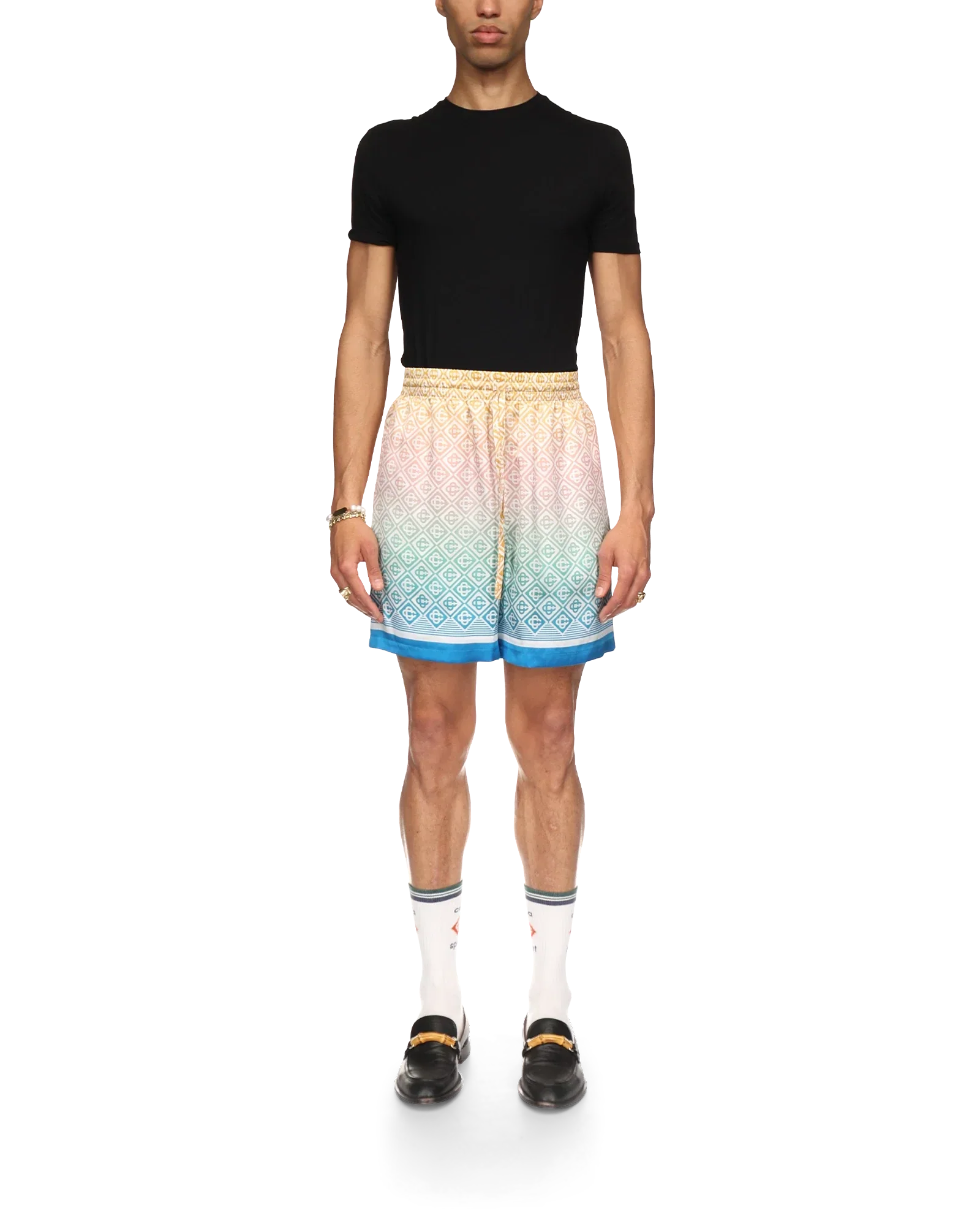 Pantalones cortos de seda con monograma degradado