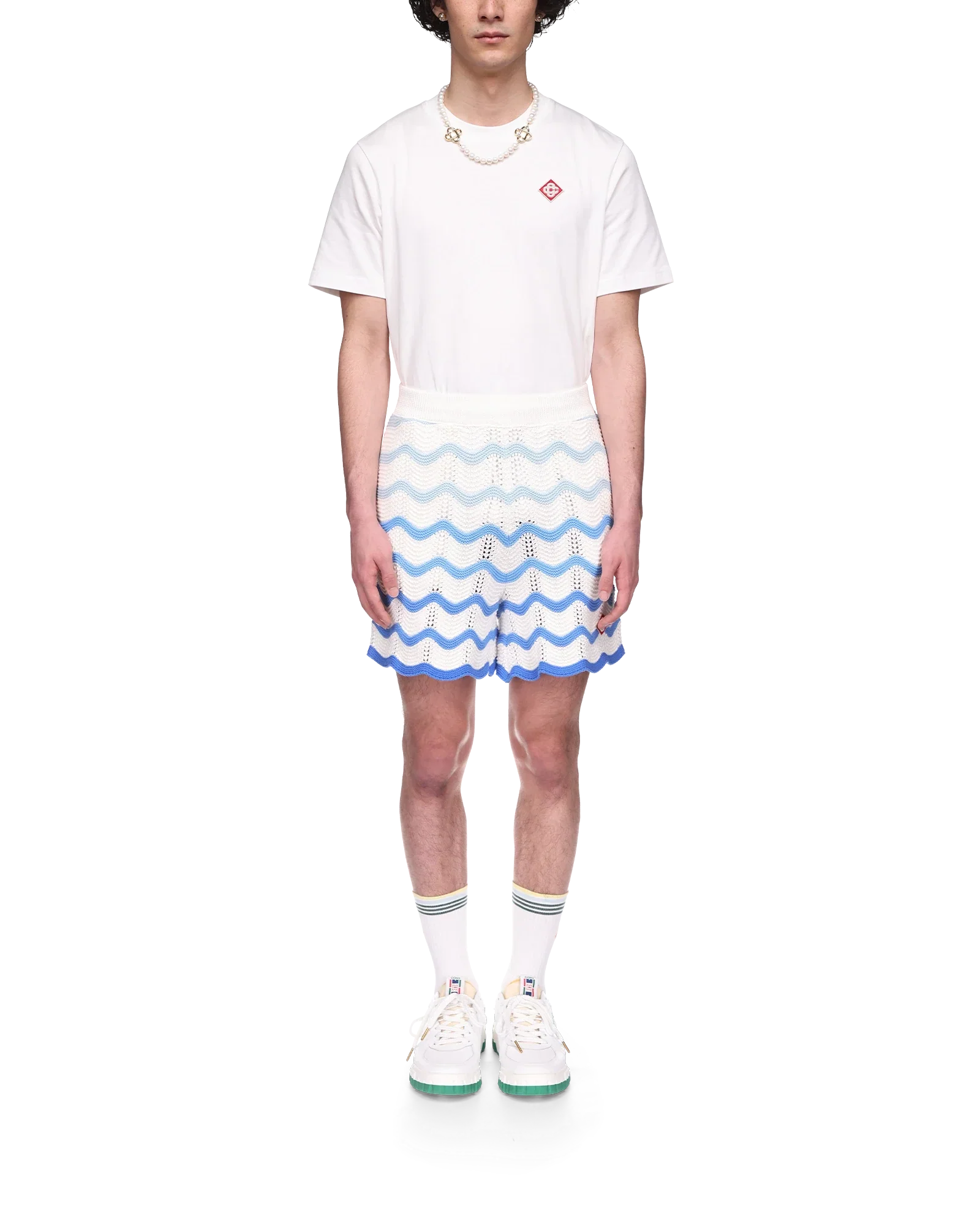 Shorts de crochet con degradado ondulado
