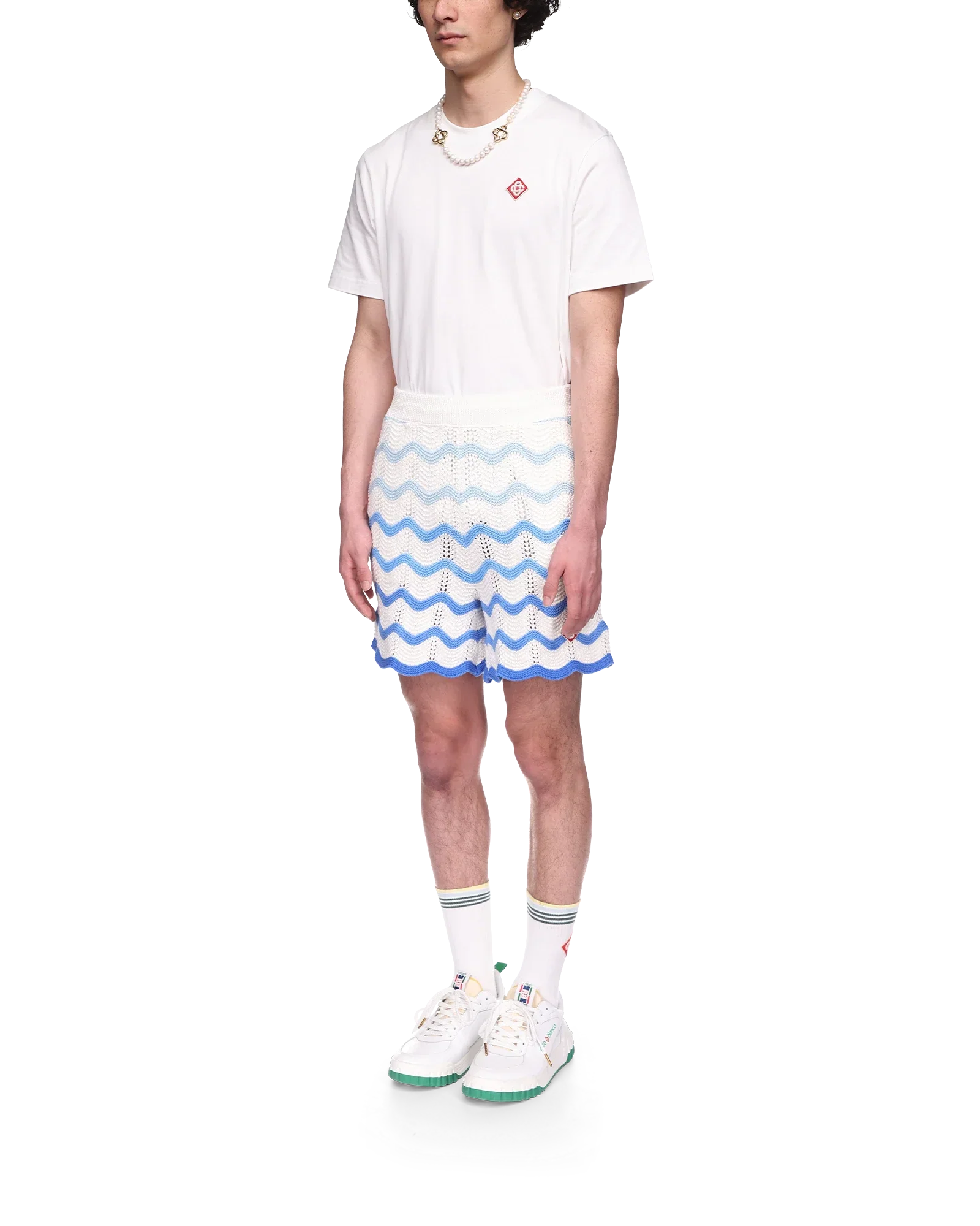 Shorts de crochet con degradado ondulado