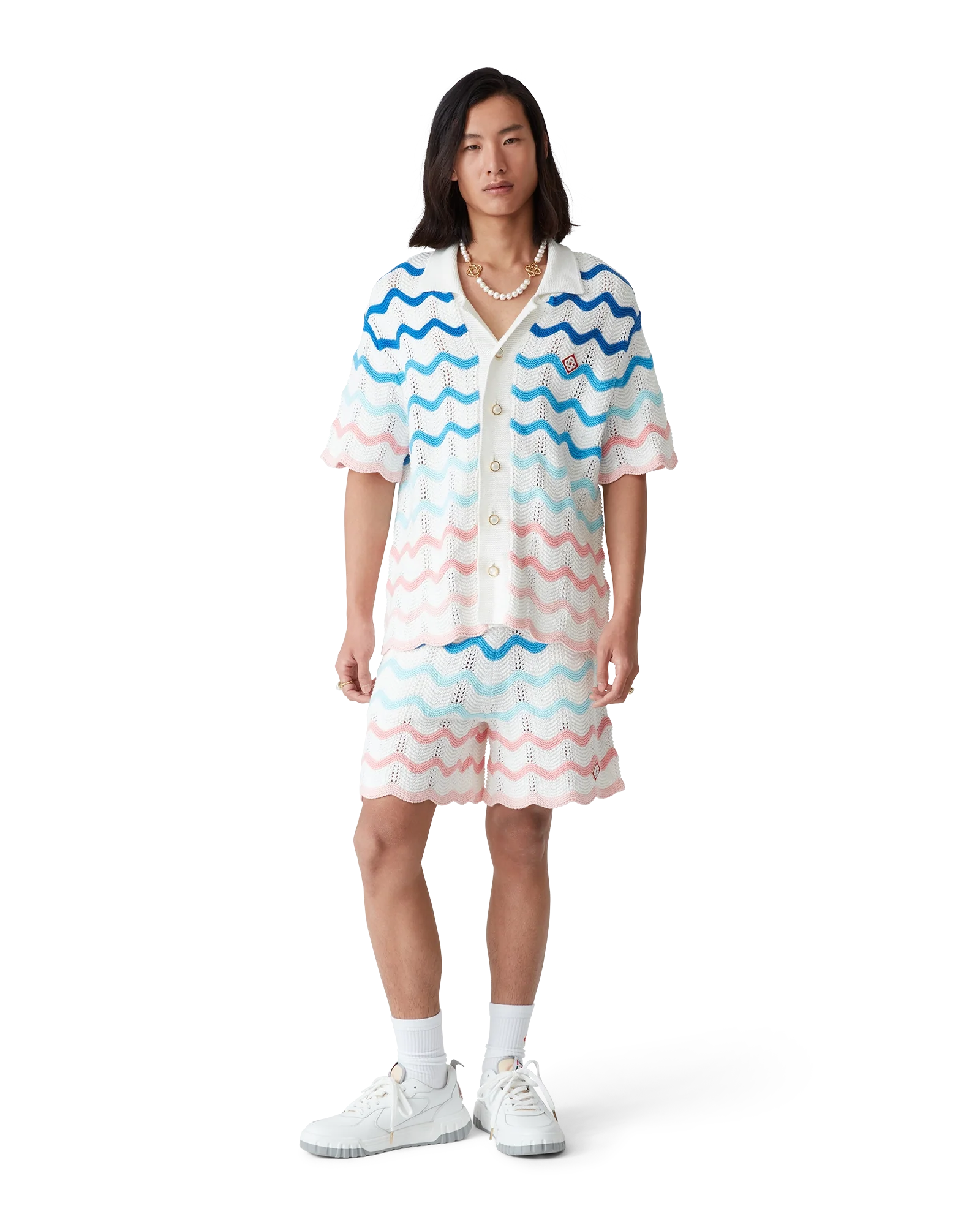 Gradient Wave Crochet Shirt