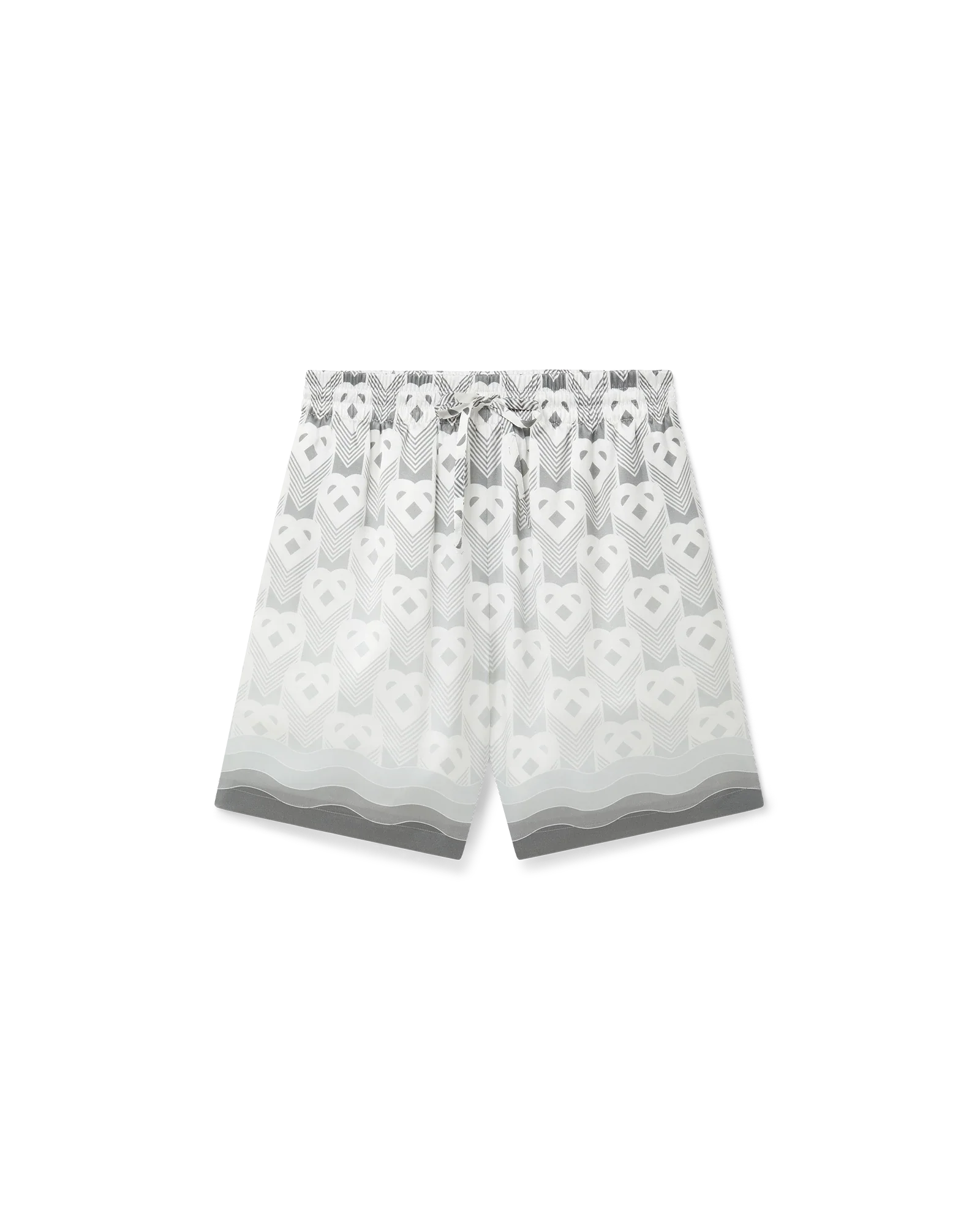 Pantalones cortos de seda con monograma de corazón degradado