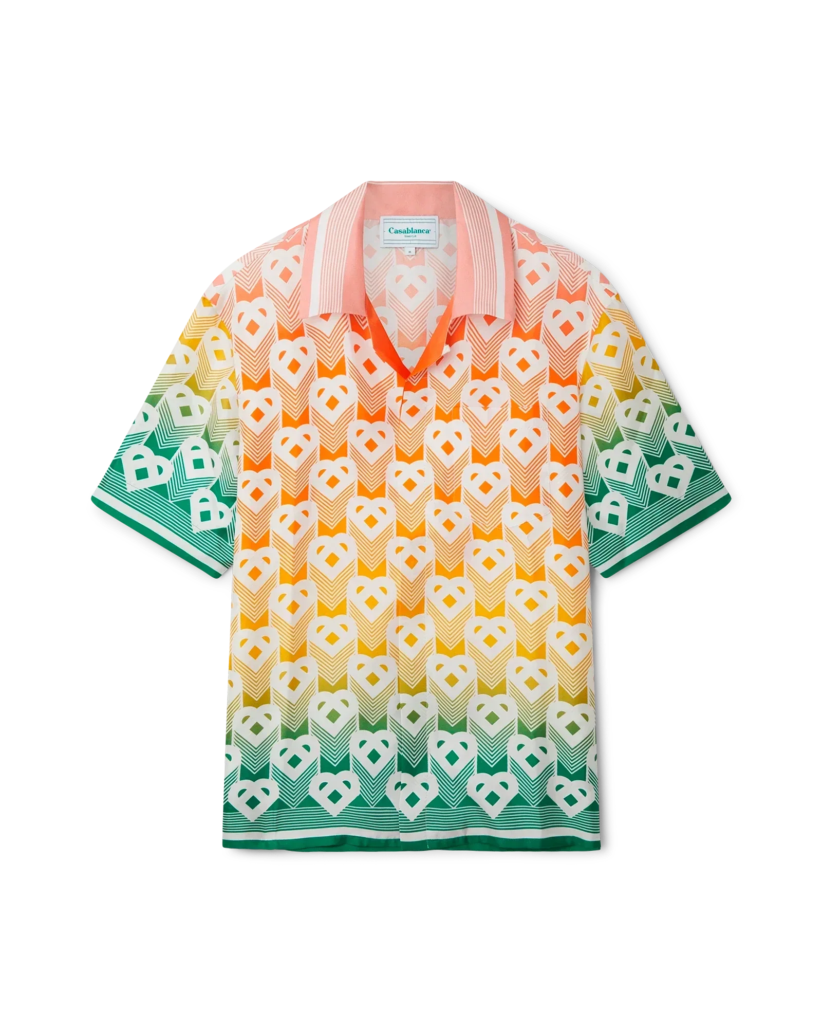 Camisa de seda con monograma de corazón degradado