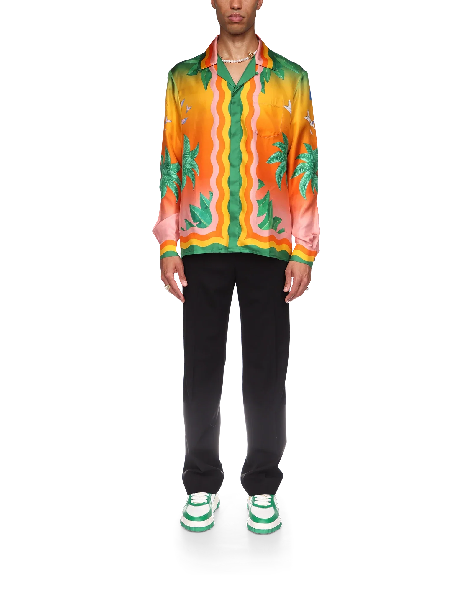 Camisa De Seda Tennis Club En Fleur