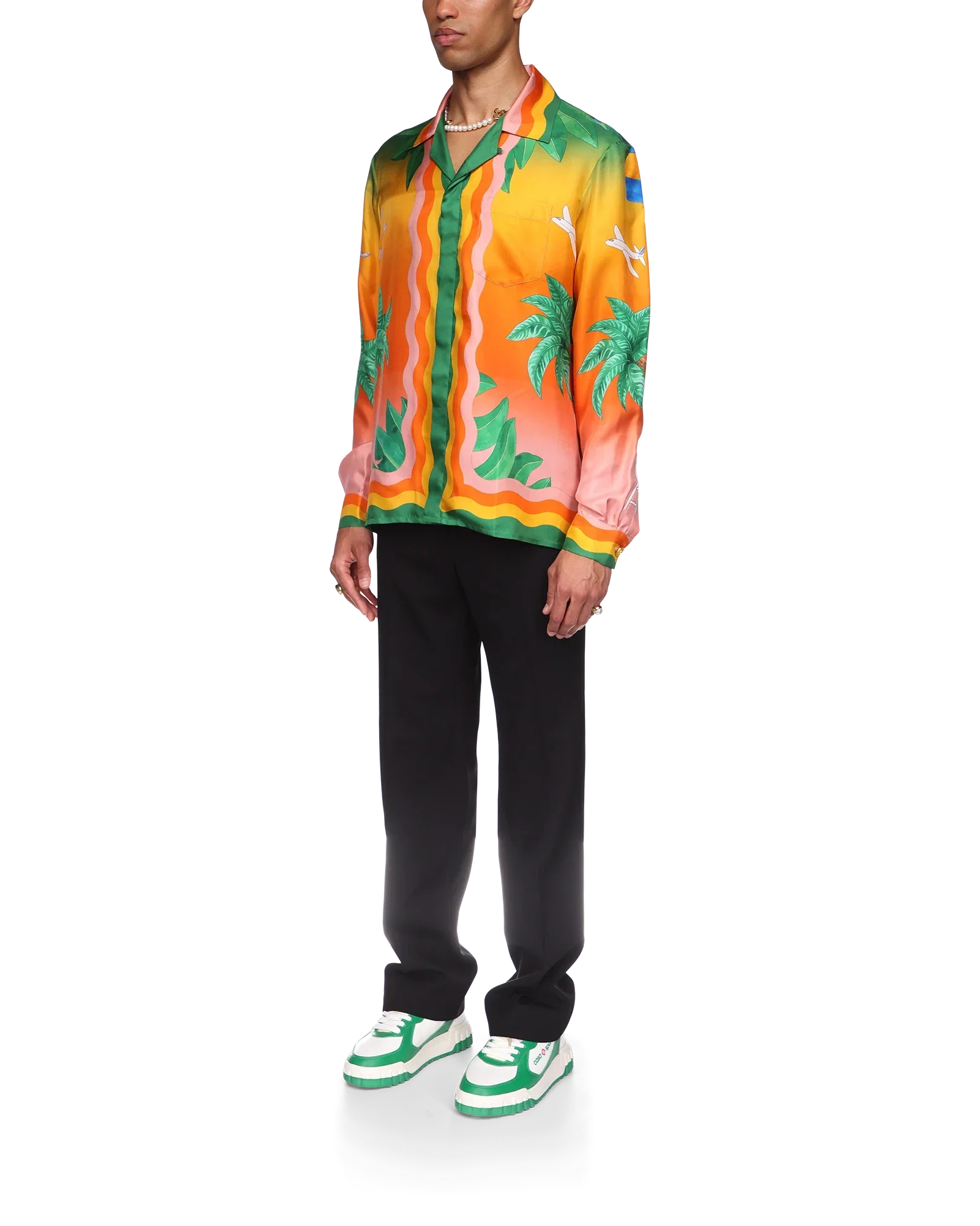 Camisa De Seda Tennis Club En Fleur