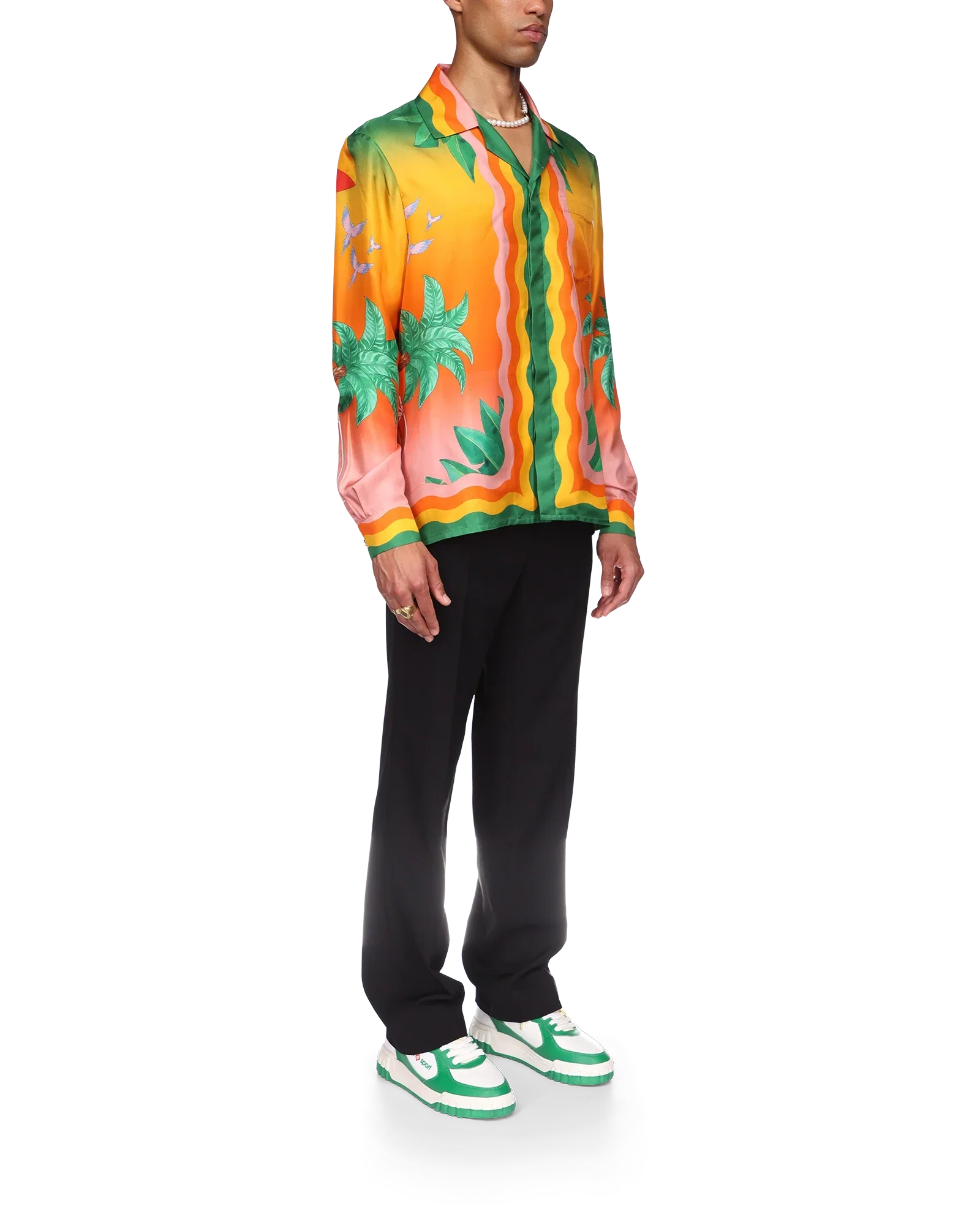 Camisa De Seda Tennis Club En Fleur
