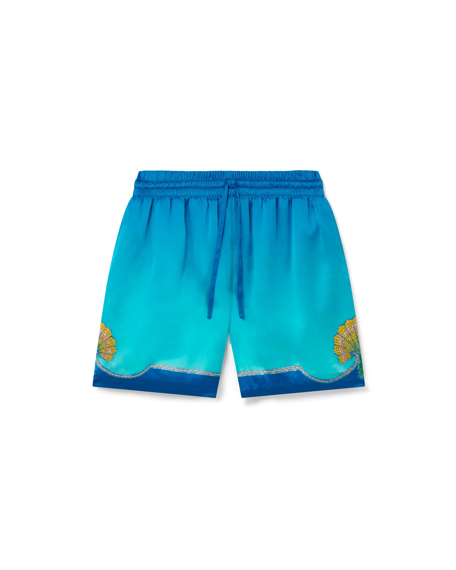 Pantalones cortos de seda con conchas de colores