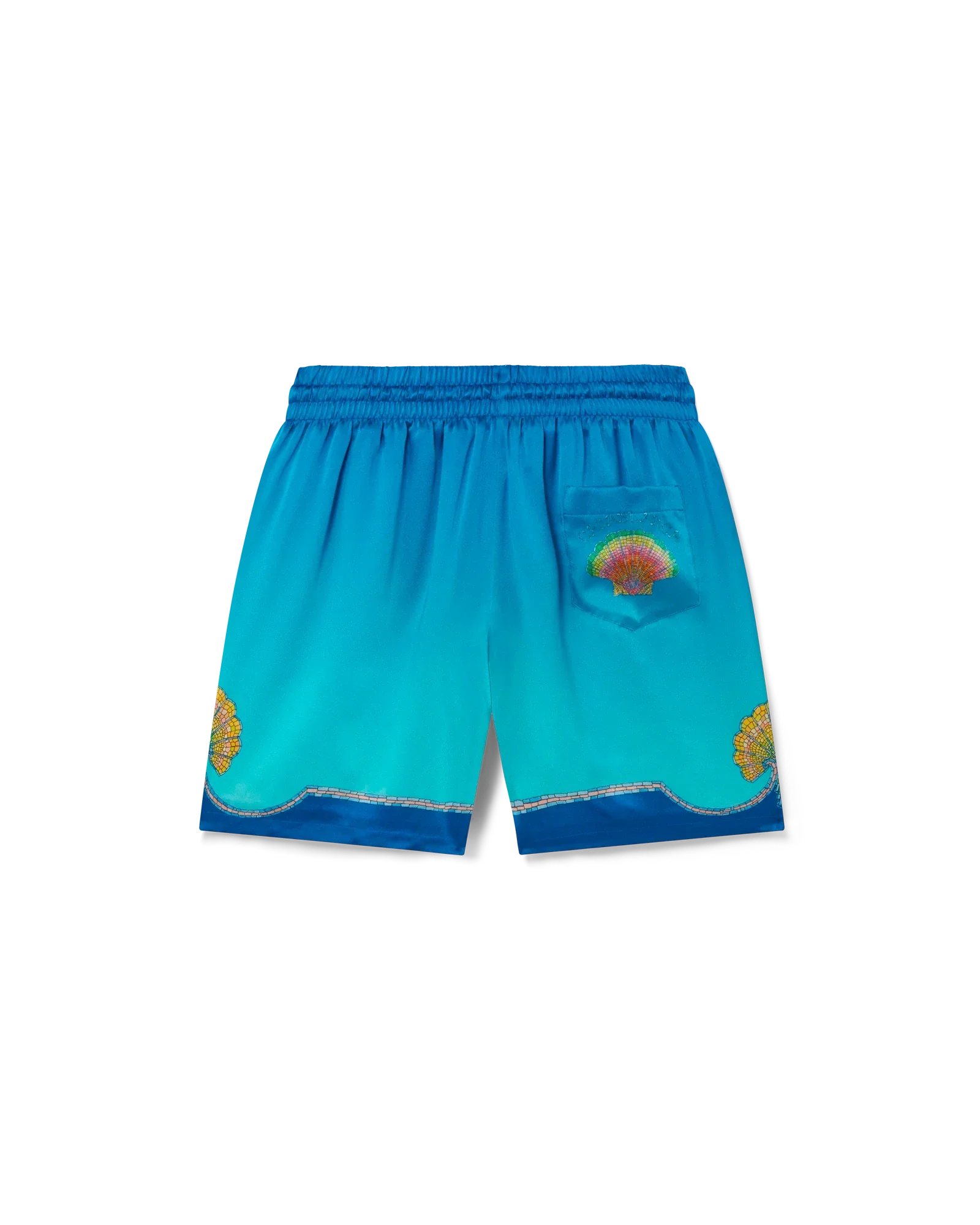 Pantalones cortos de seda con conchas de colores