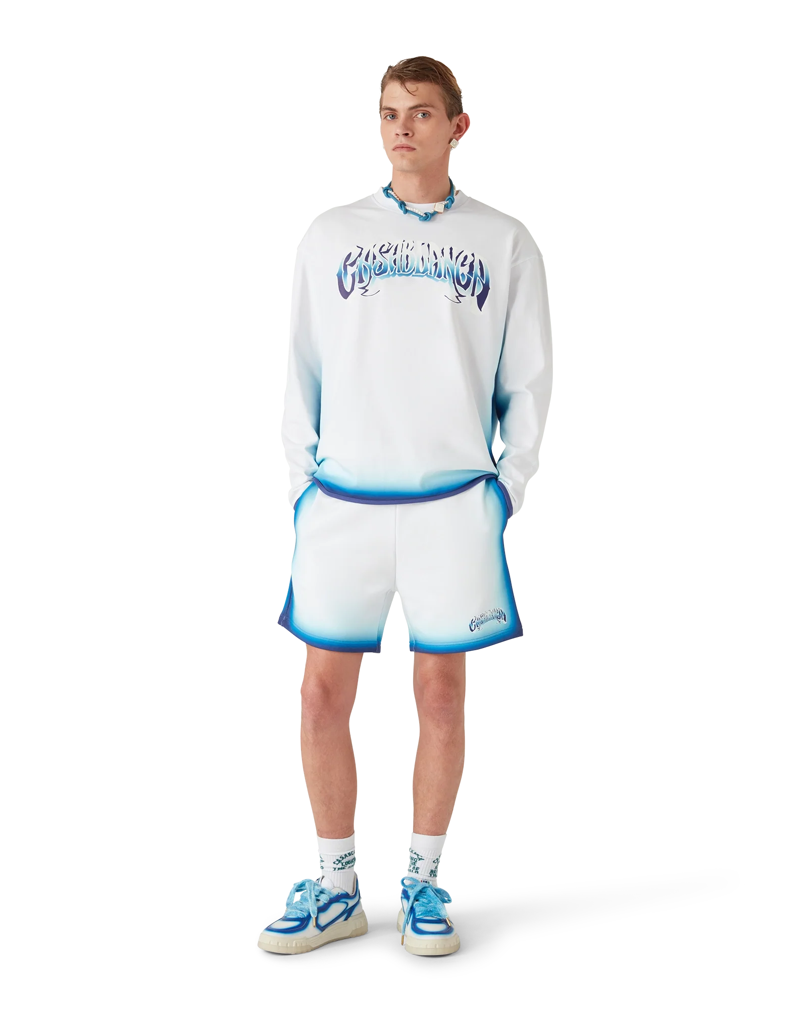 Camiseta de manga larga con desvanecimiento azul