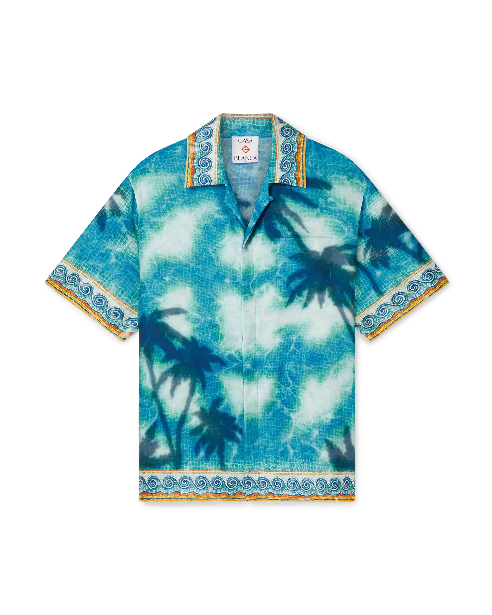 Camisa de seda de manga corta con emblema de piscina