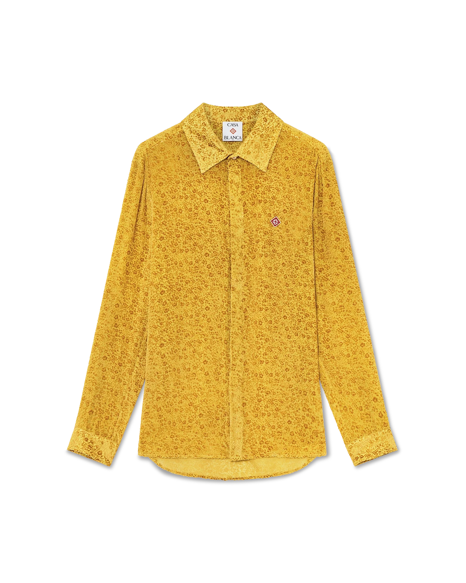 Camisa de seda floral devoré