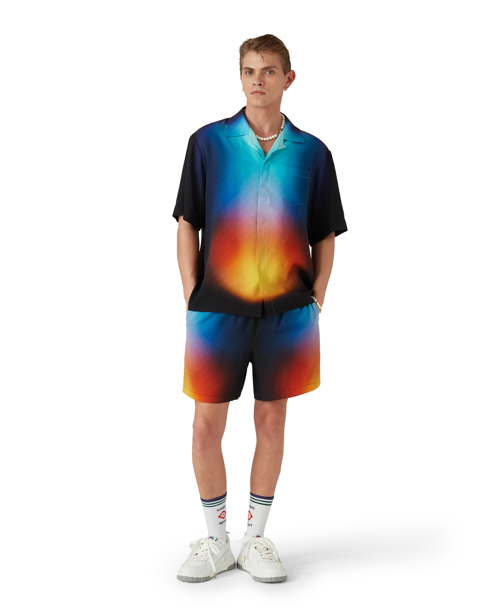 Pantalones cortos de seda con degradado
