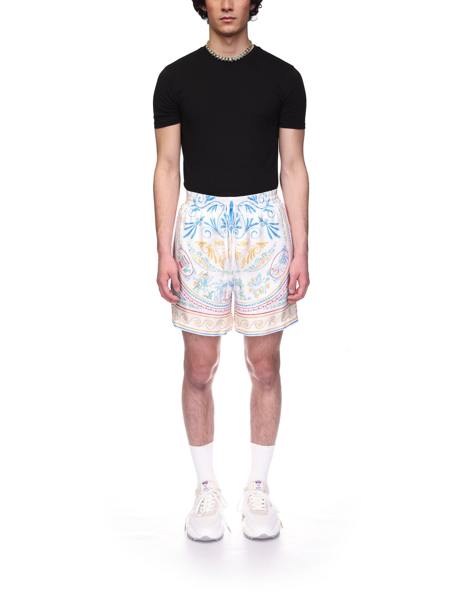 Pantalones cortos de seda con diseño de jarrón de lápiz