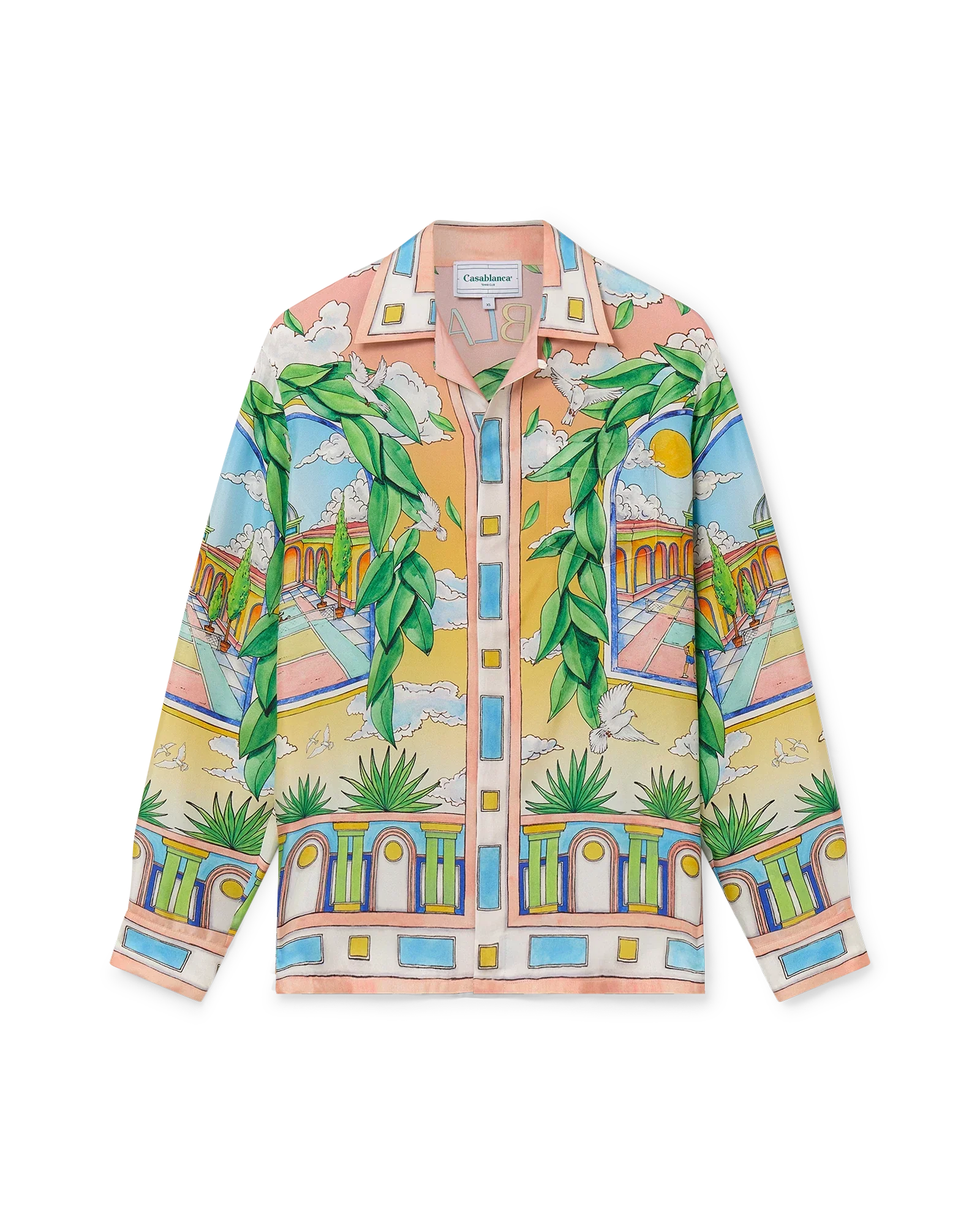 Camisa de seda ideal con paisaje