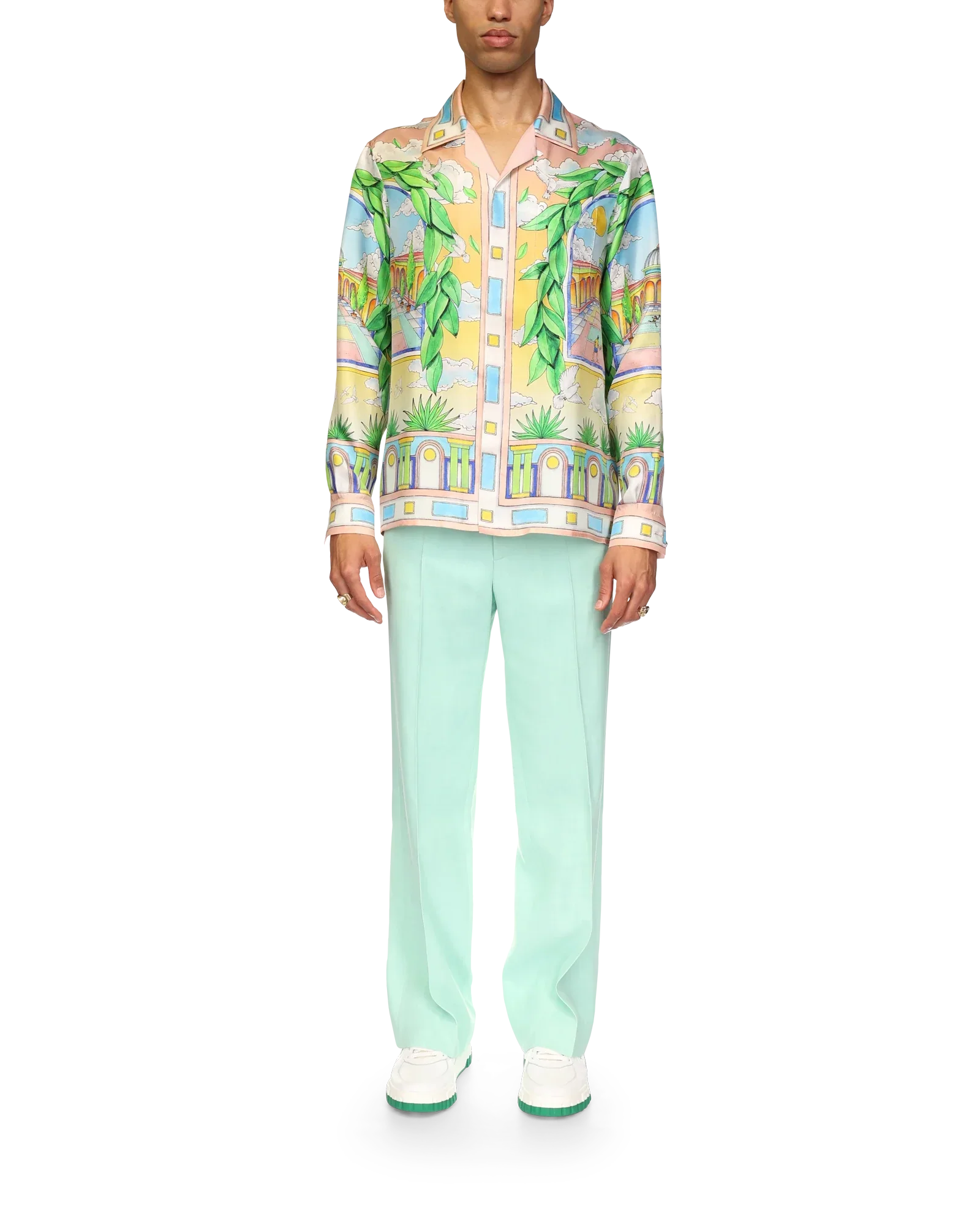 Camisa de seda ideal con paisaje