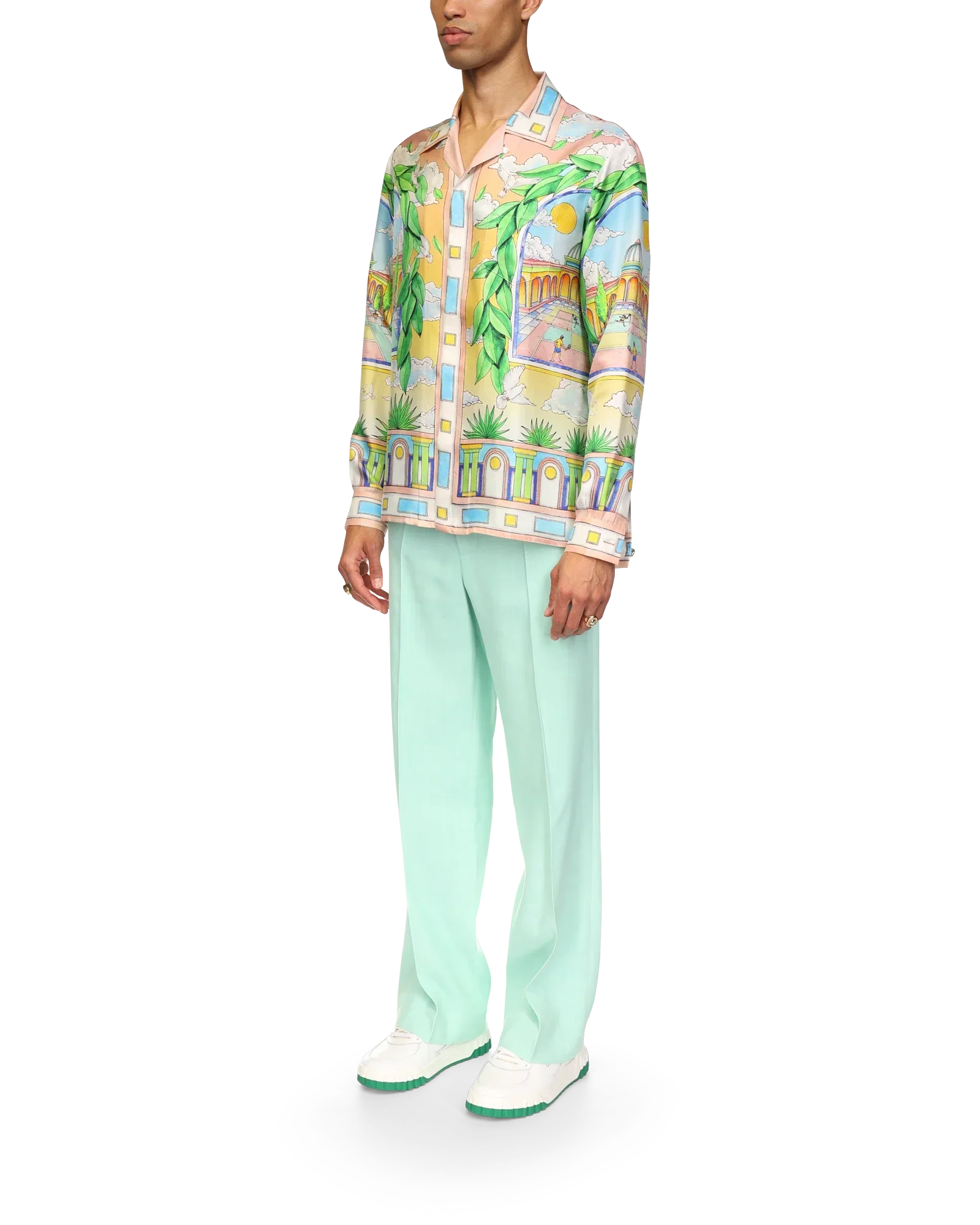 Camisa de seda ideal con paisaje