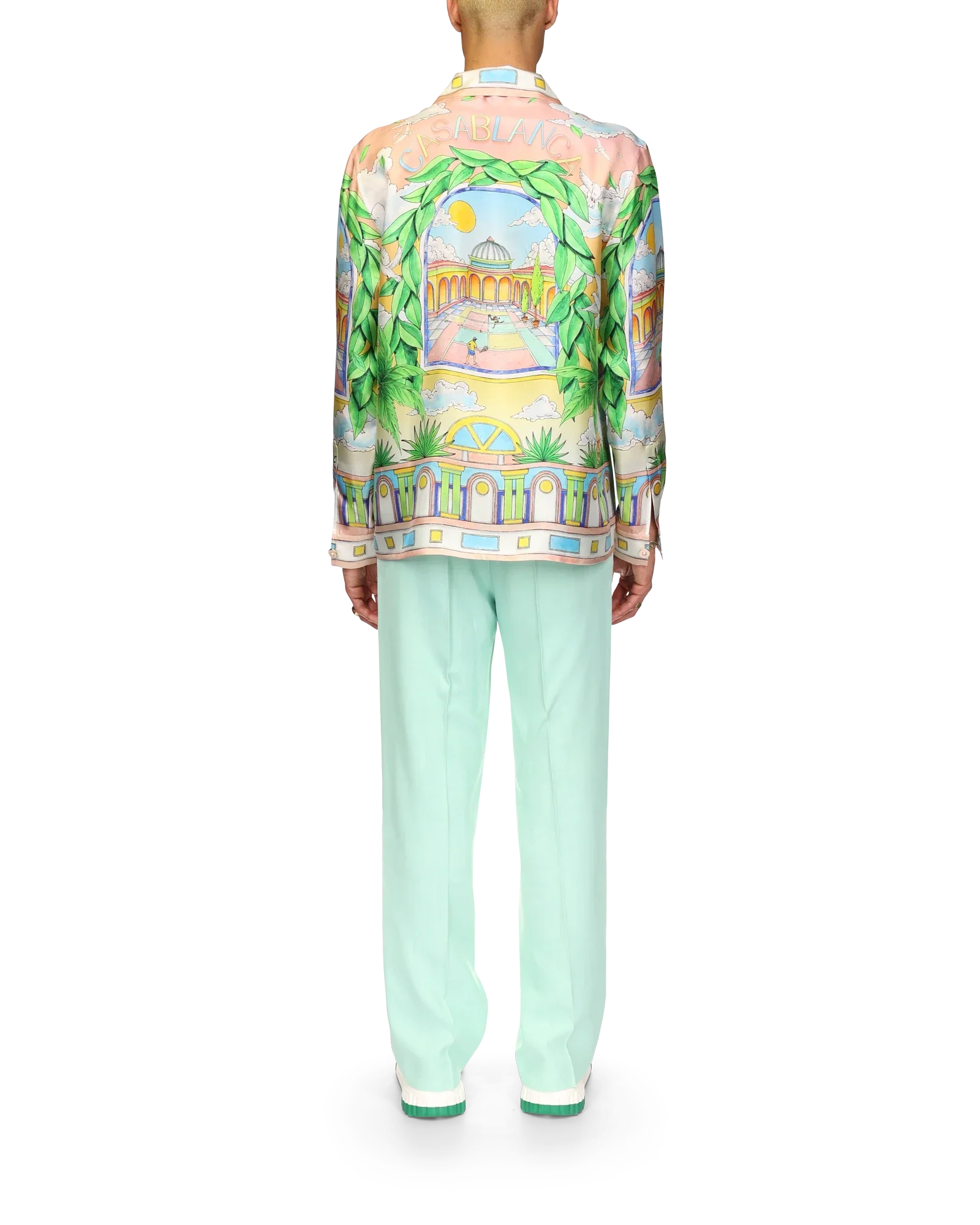 Camisa de seda ideal con paisaje