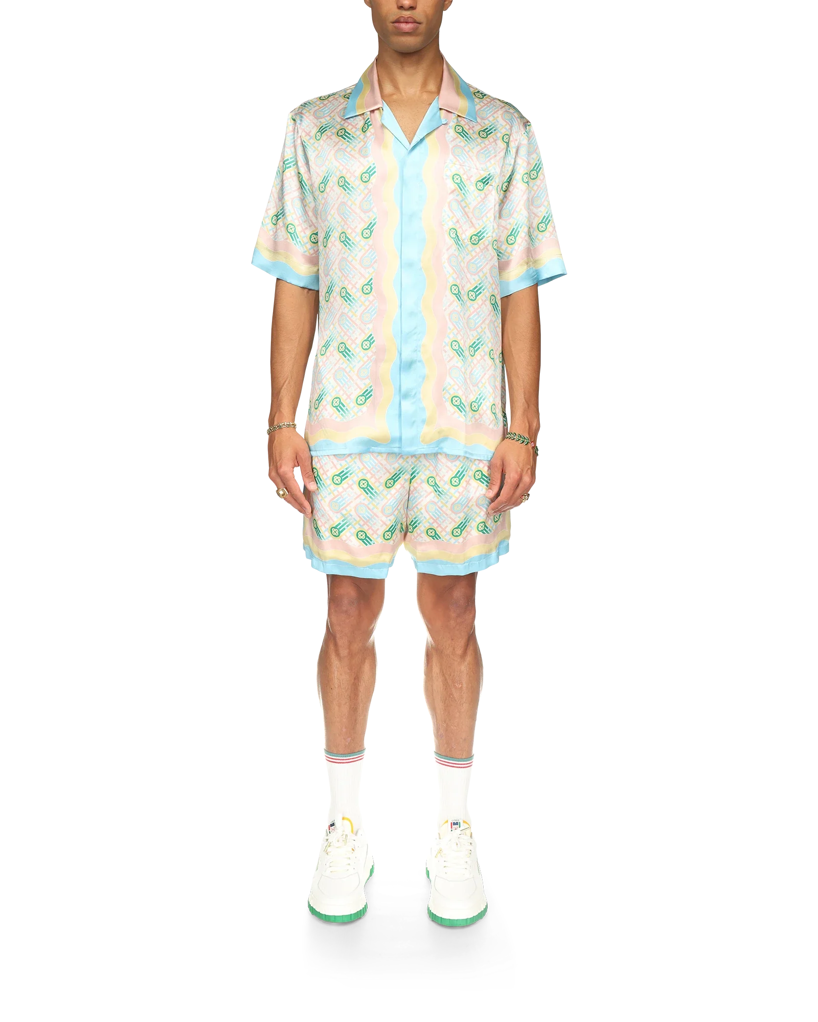 Camisa de seda de manga corta de ping pong