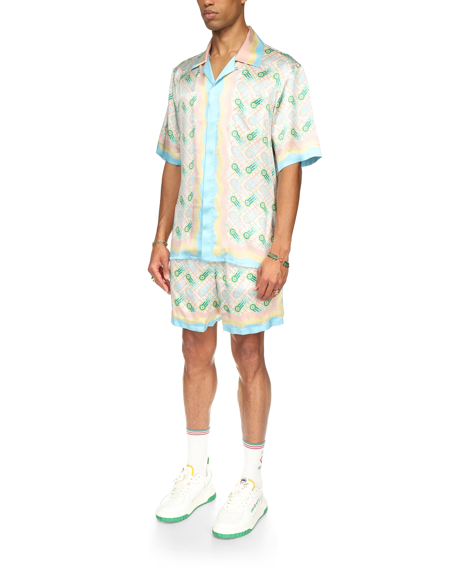 Camisa de seda de manga corta de ping pong