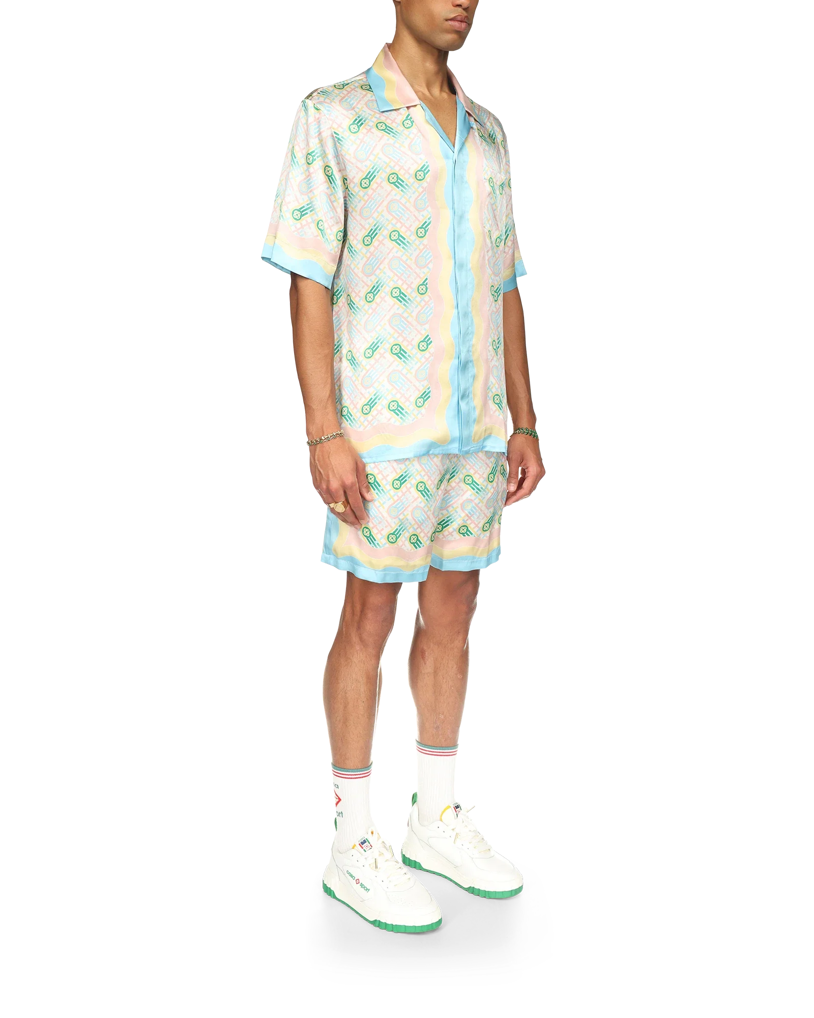 Camisa de seda de manga corta de ping pong